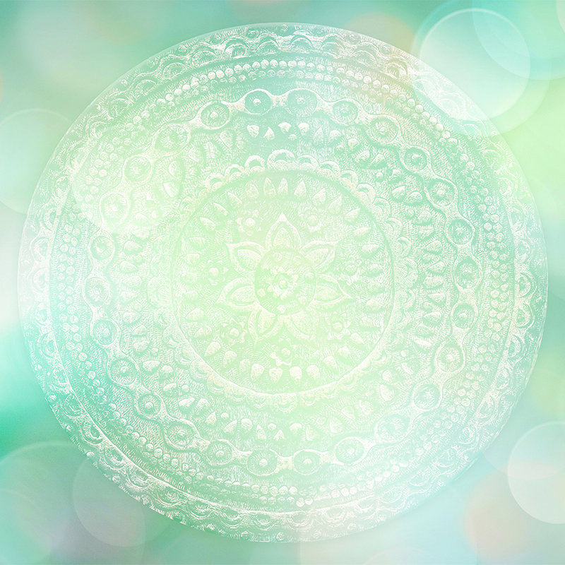 Boho Fototapete Türkis mit Mandala – Grün, Blau, Weiß
