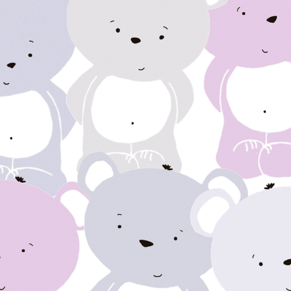             Tapete Kinderzimmer Mädchen Bären Muster – Rosa, Grau , Weiß
        