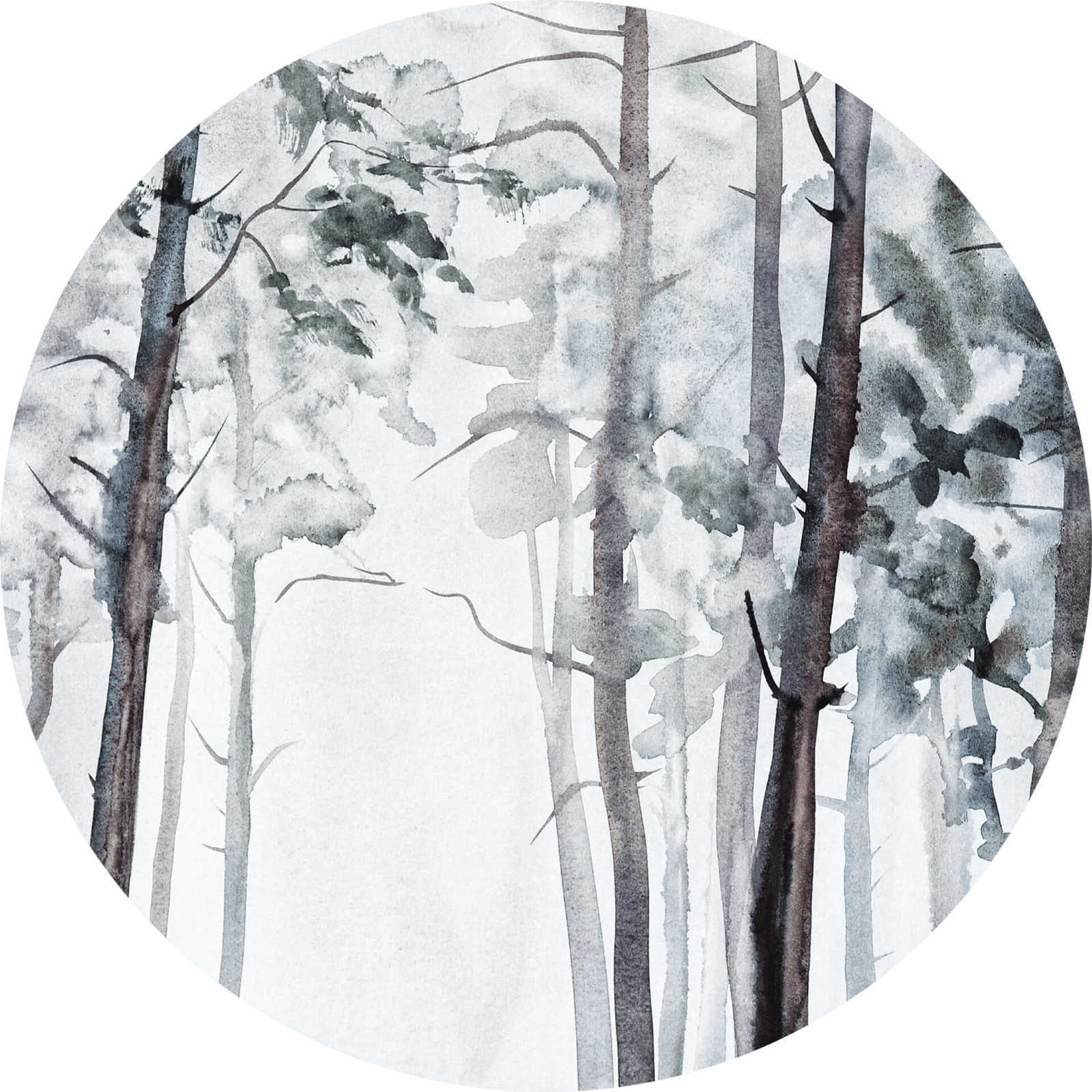         Runde Fototapete Nebel im Wald – Grau, Weiß
    