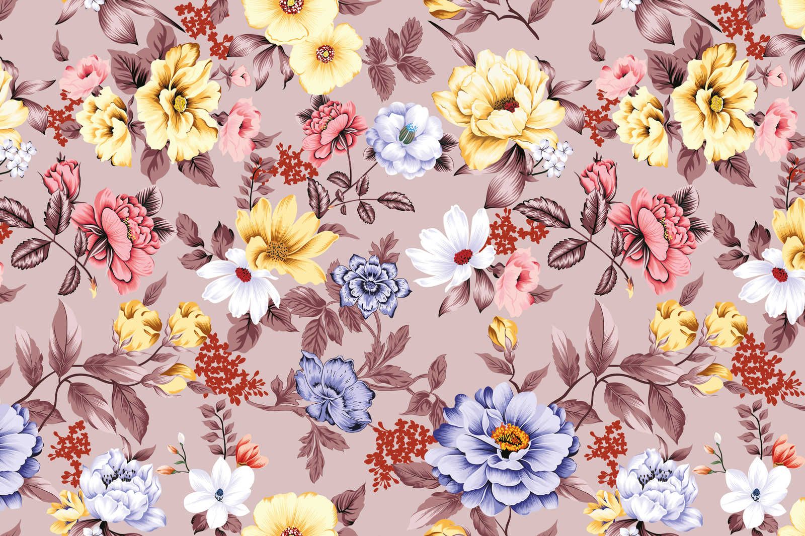             Leinwand floral mit Blüten und Blättern – 120 cm x 80 cm
        