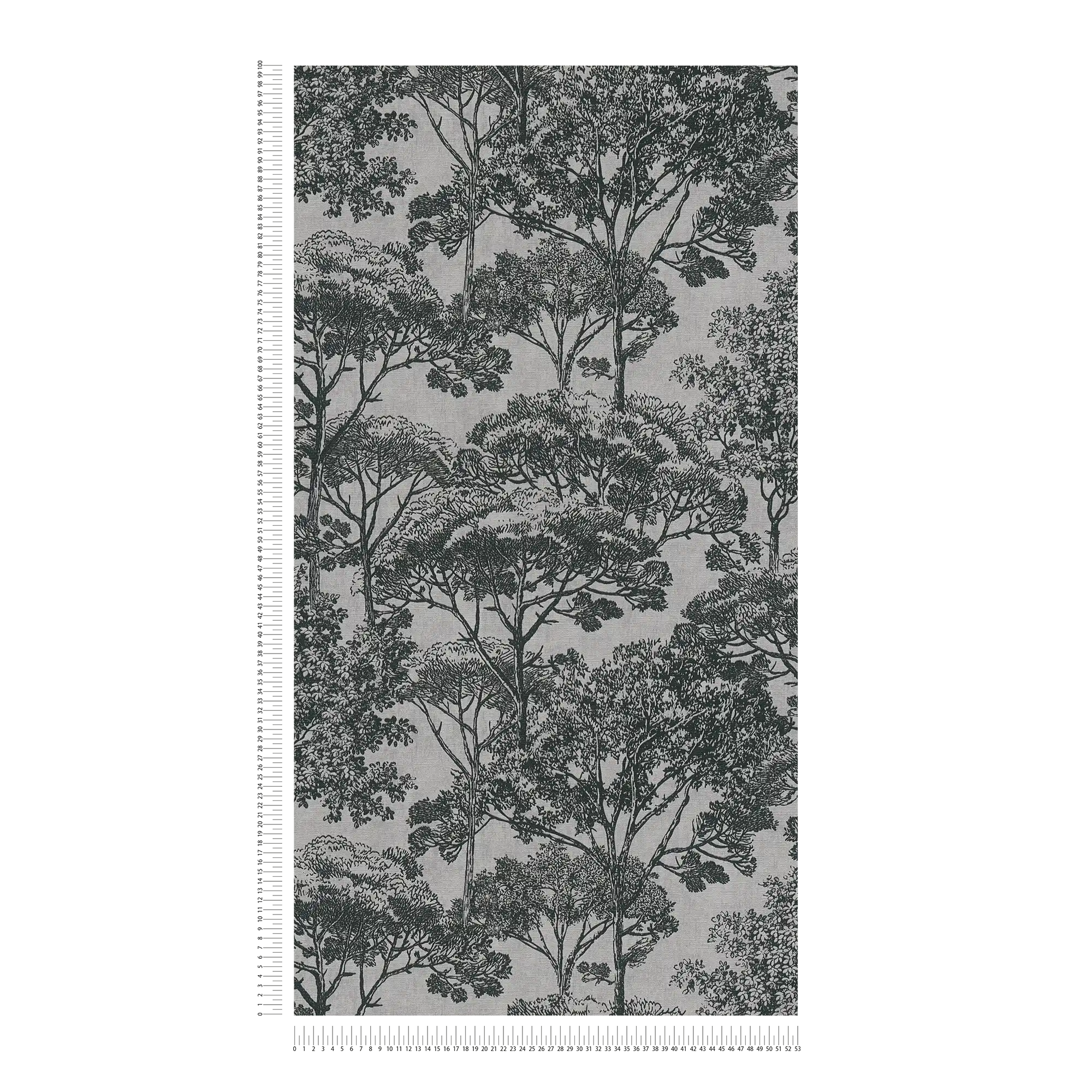             Baum Tapete Leinenoptik im Kolonial Stil – Beige, Schwarz
        