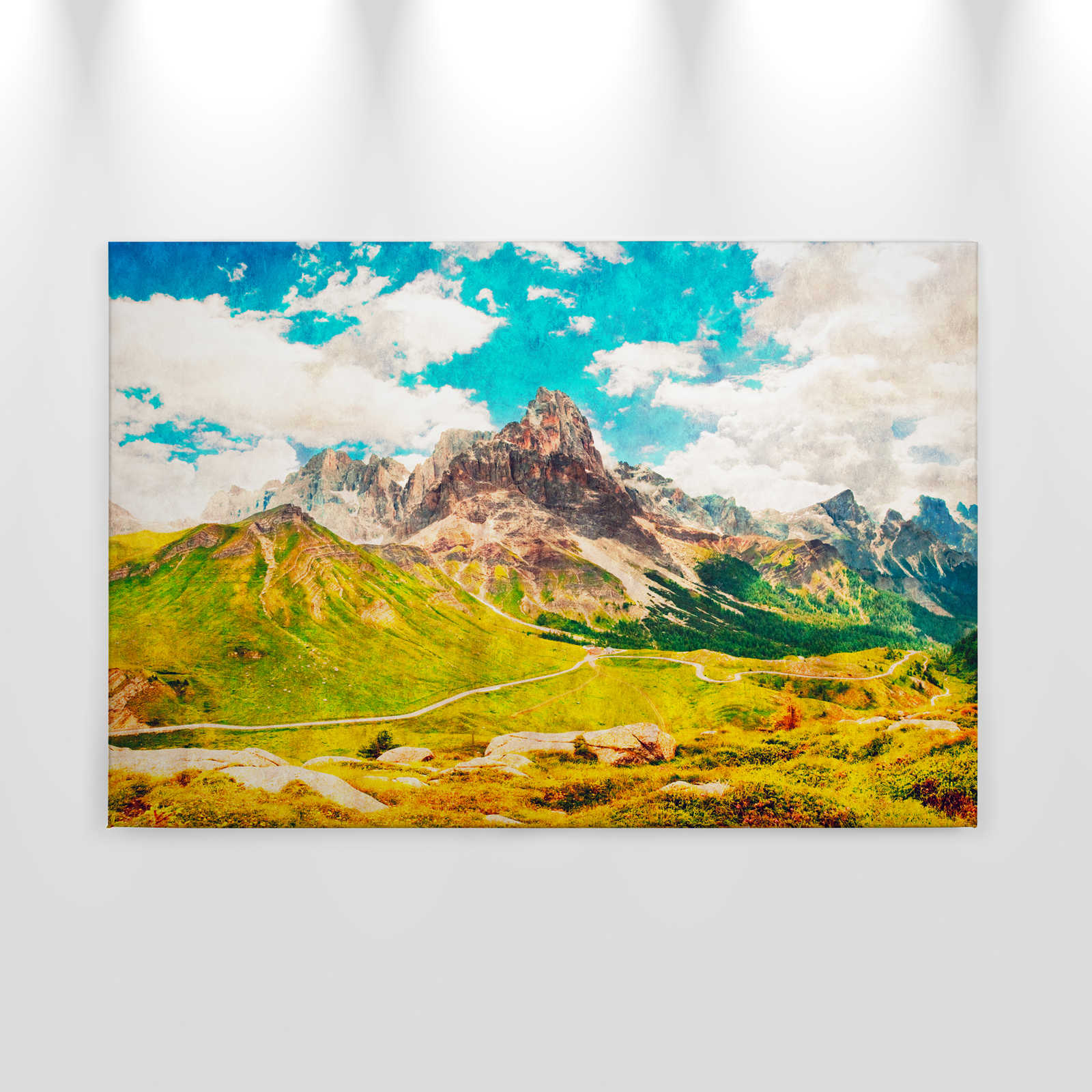             Dolomiti 1 - Leinwandbild Dolomiten Retro Fotografie - Löschpapier – 0,90 m x 0,60 m
        