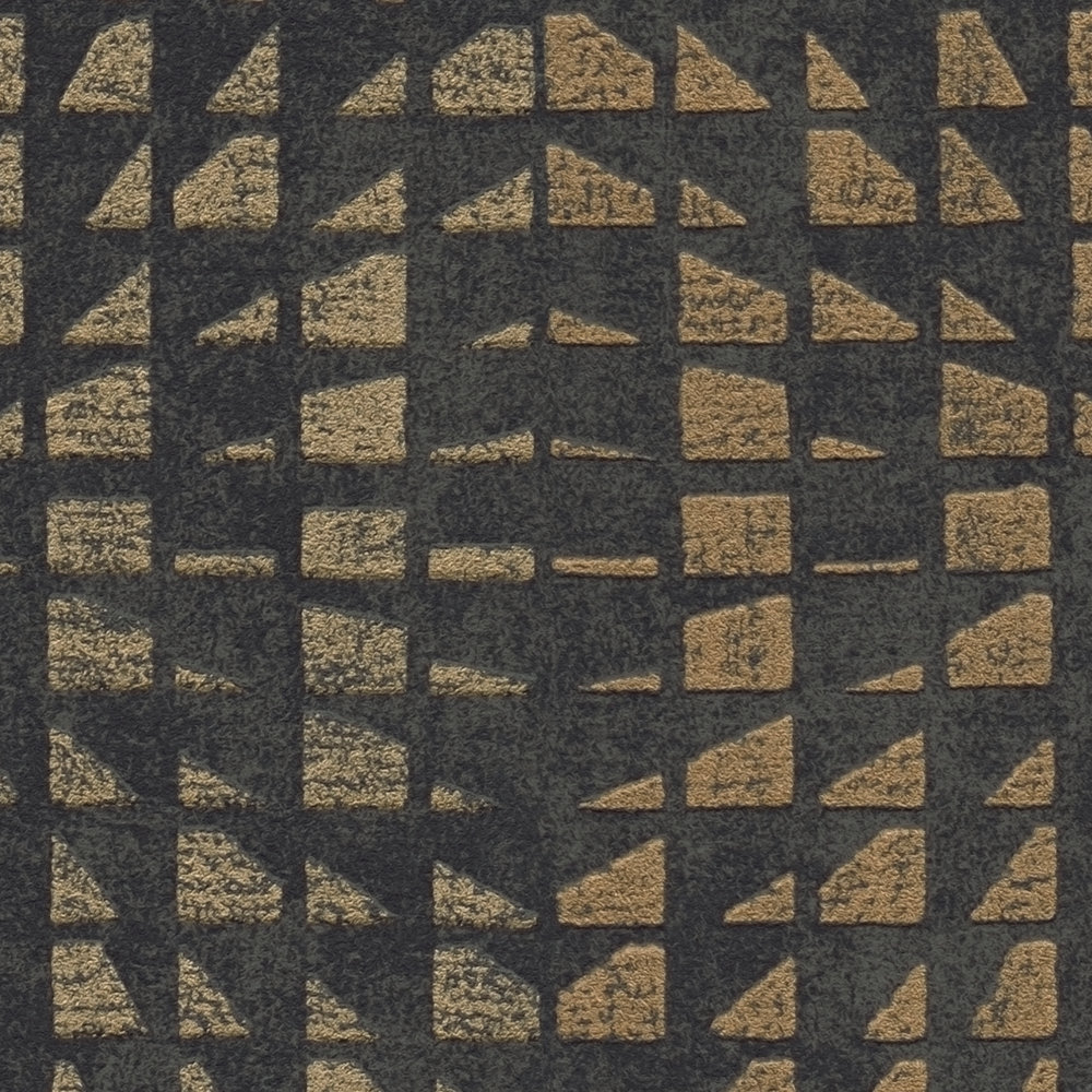             Ethno Tapete mit Strukturmuster & Mosaik-Effekt – Schwarz
        