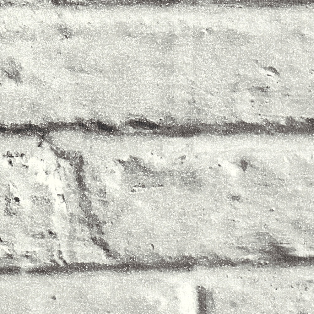             Steintapete in glatter Backsteinoptik – Grau, Weiß
        