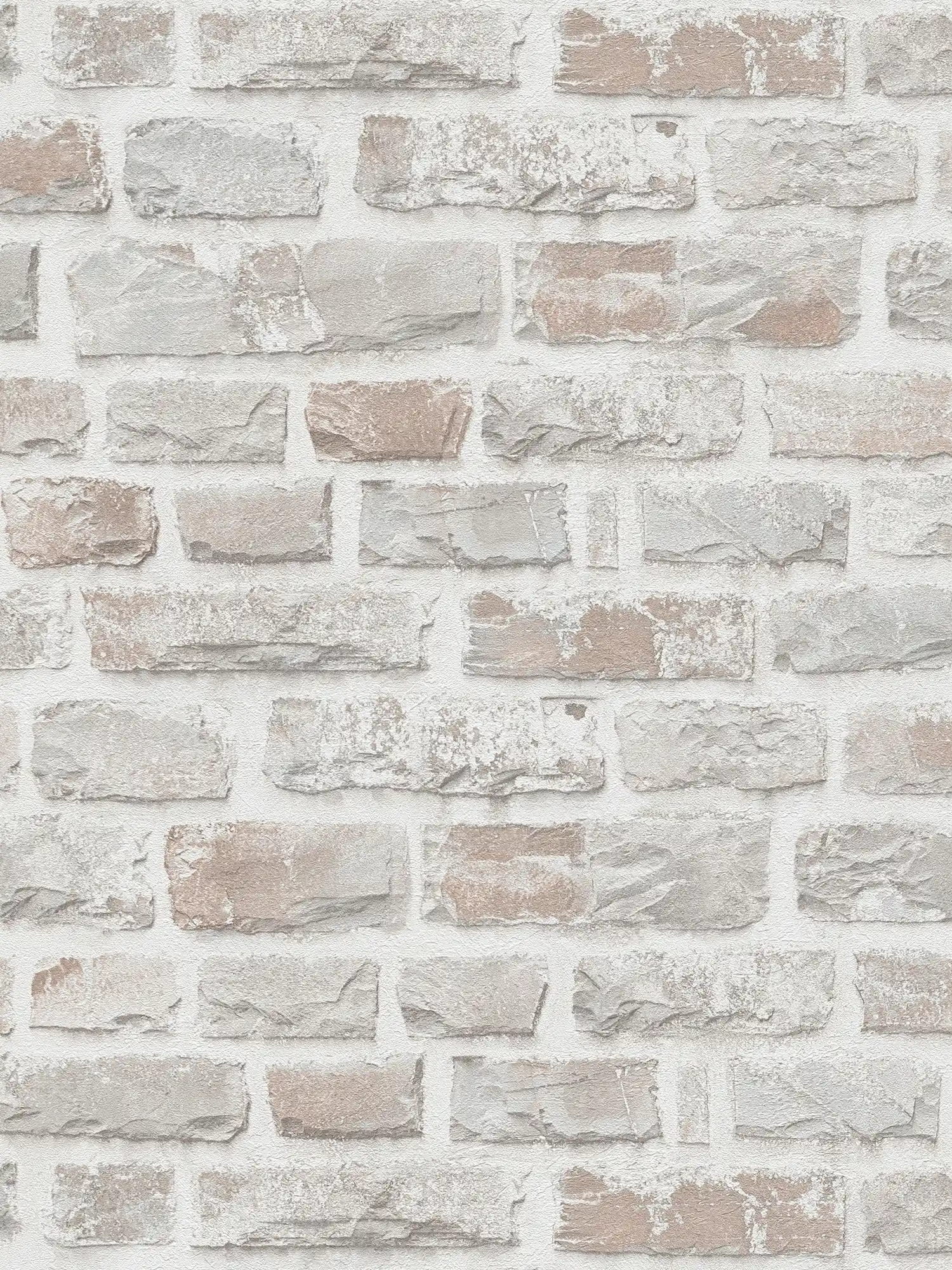         Vliestapete mit Natursteinmauer PVC-frei – Grau, Weiß
    