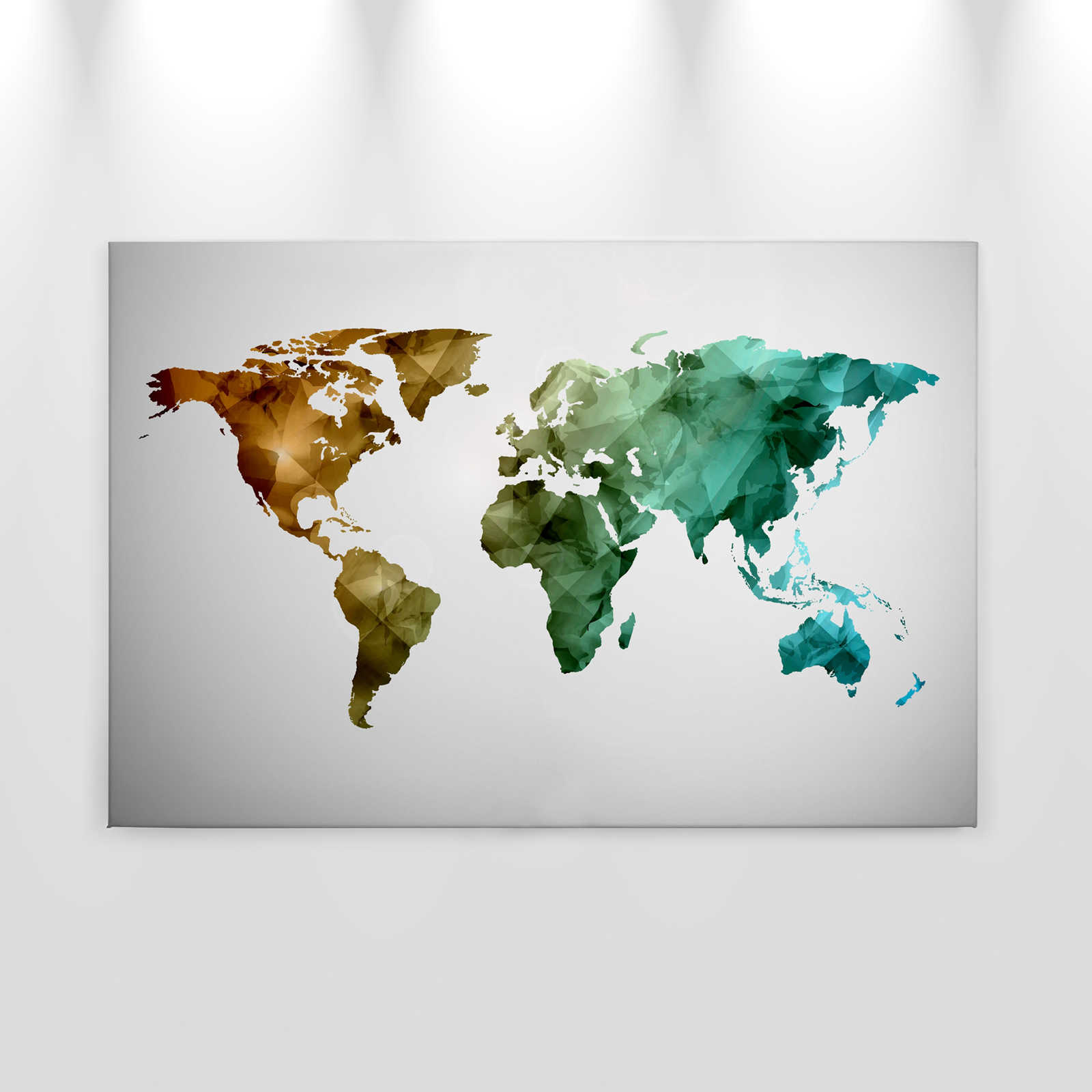             Leinwand mit Weltkarte aus grafischen Elementen | WorldGrafic 1 – 0,90 m x 0,60 m
        