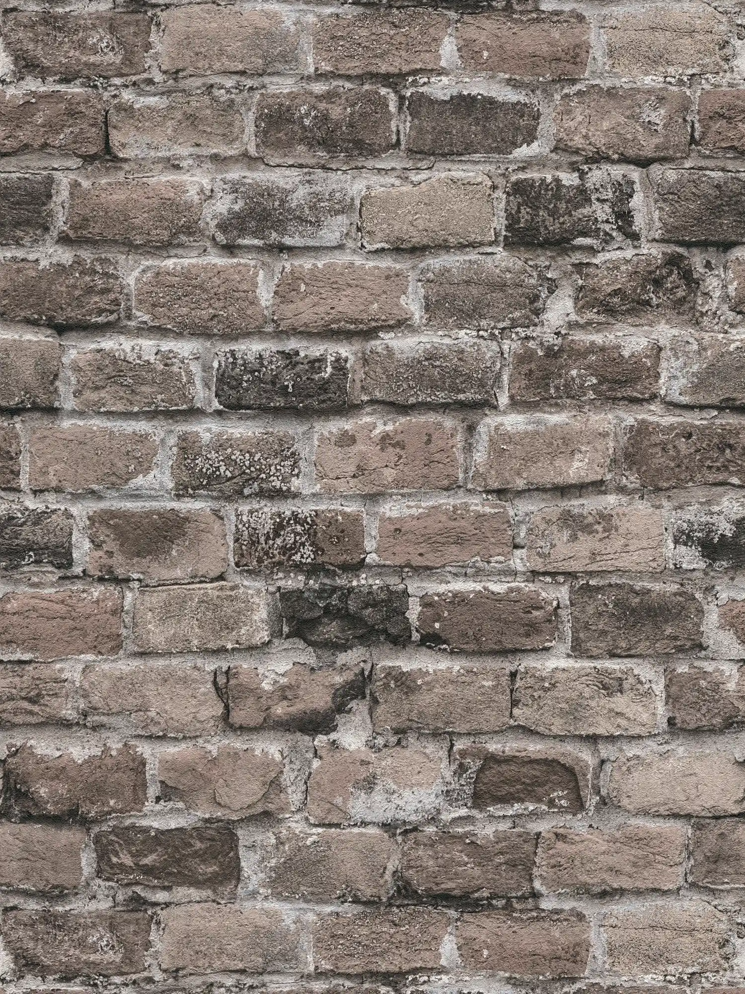 Ziegelsteinmauer Vliestapete – Grau, Braun, Beige
