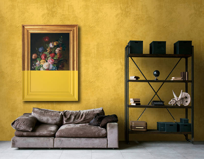             Frame 1 - Fototapete Kunst modern interpretiert in Wischputz Struktur – Gelb, Kupfer | Struktur Vlies
        