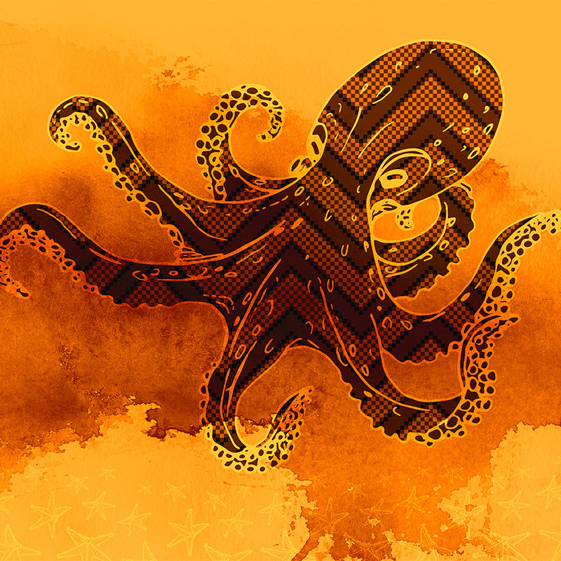 Oktopus Fototapete Grafik-Design & Seesternen – Orange, Gelb, Rot
