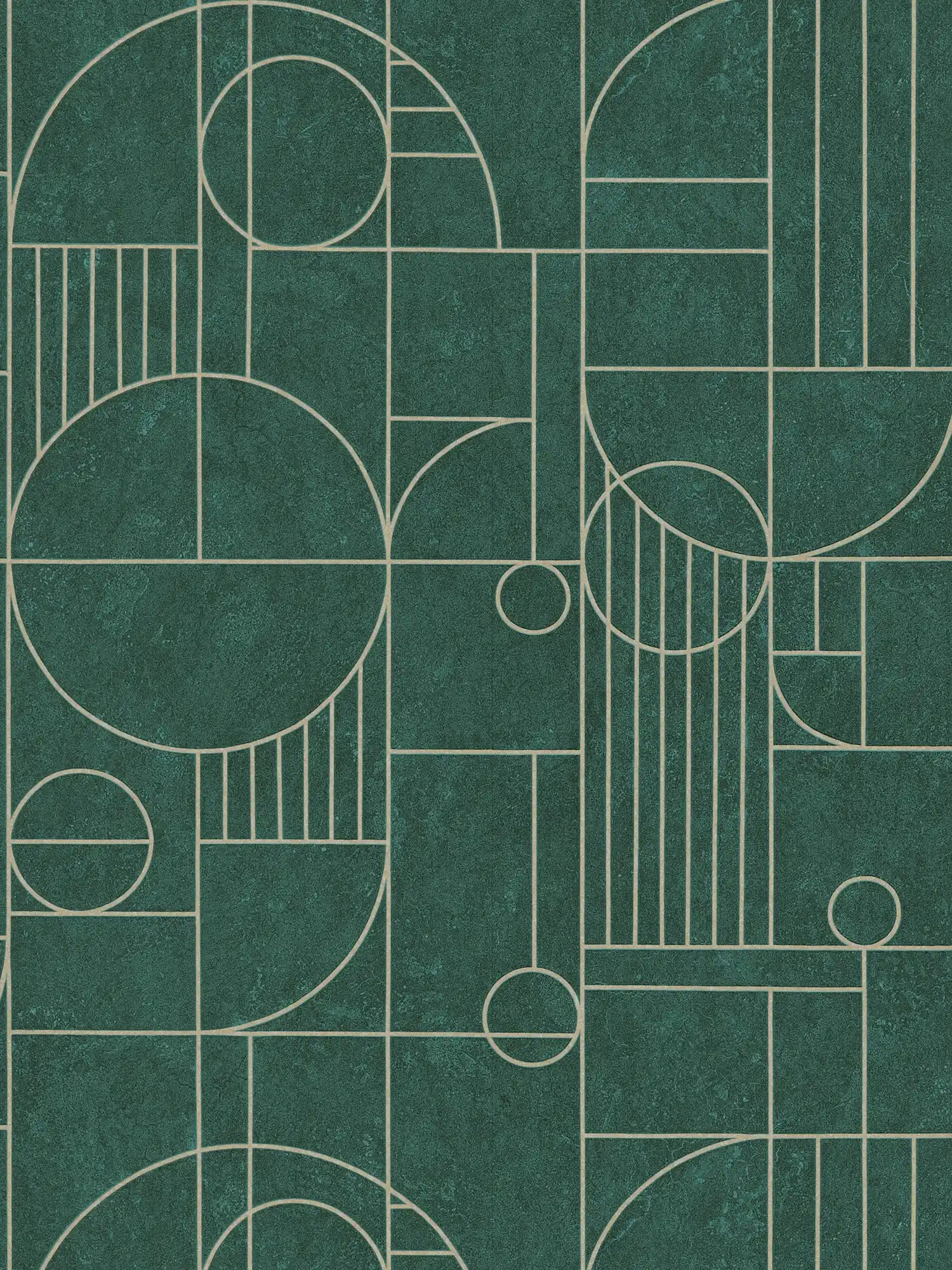 Fliesenoptik Tapete Art Deco Design marmoriert – Grün, Metallic
