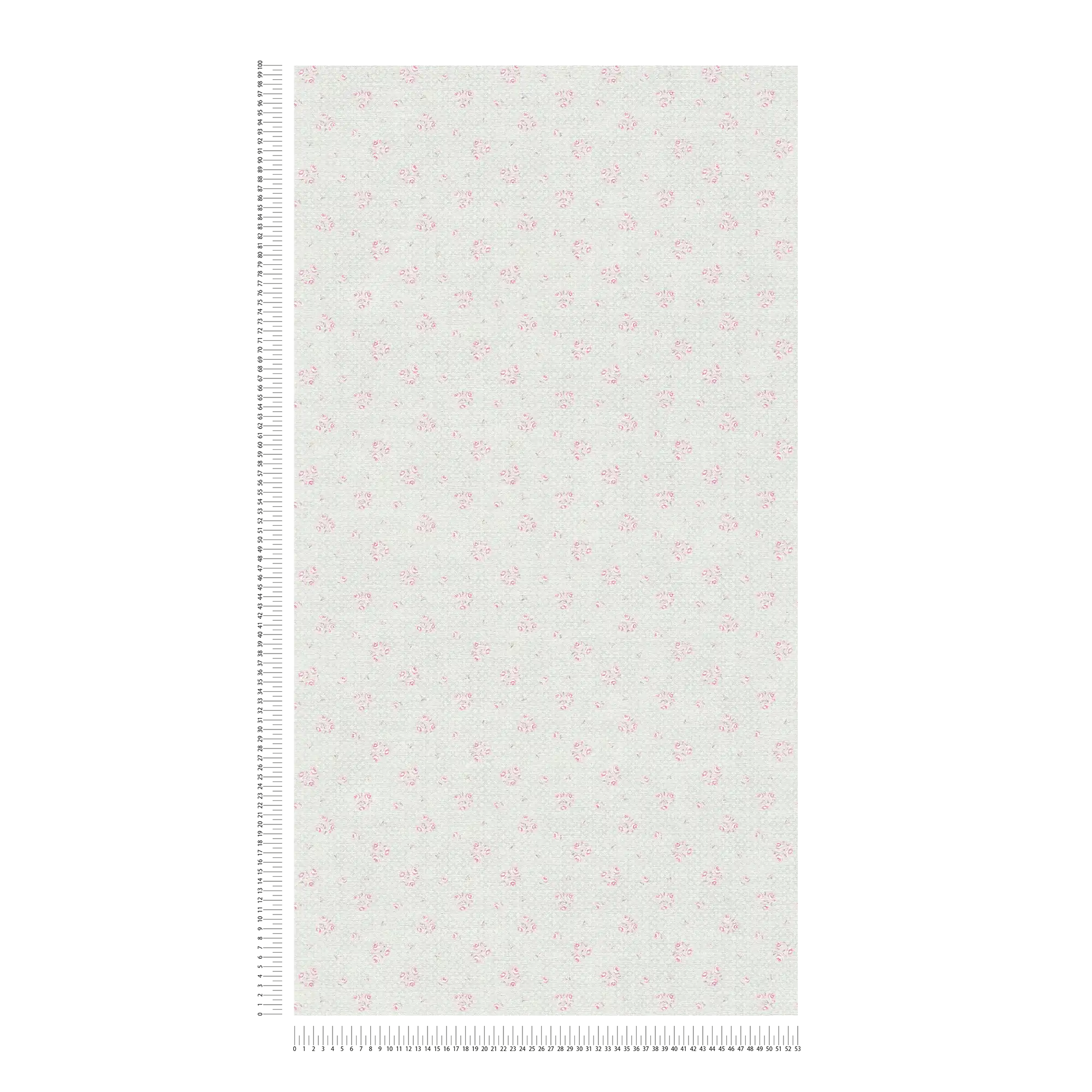             Vliestapete mit Blumenmuster im Shabby Chic Stil – Grau, Rosa, Weiß
        