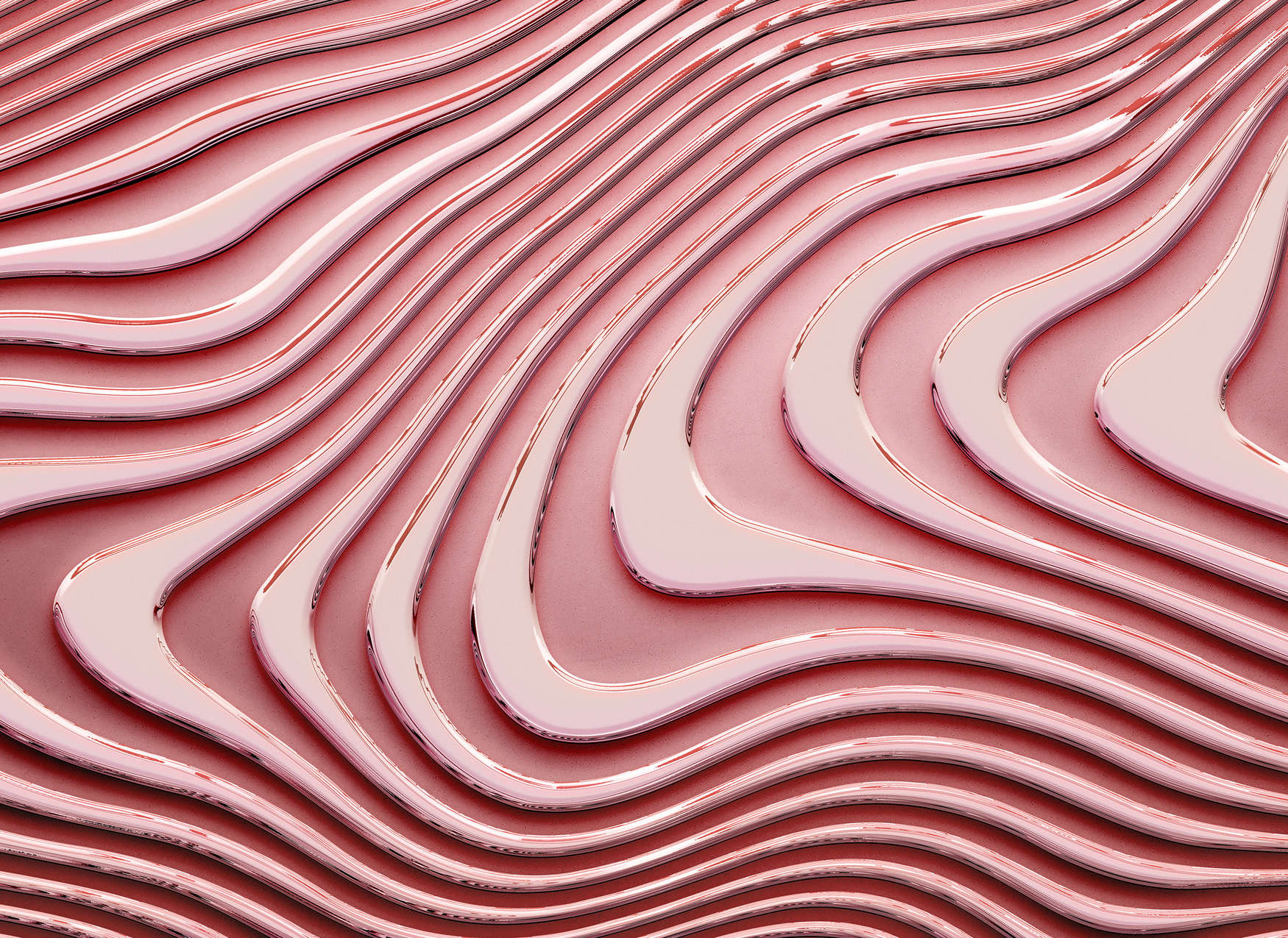             Fototapete mit wellenförmigen Linien und Schatten – Rosa, Pink
        