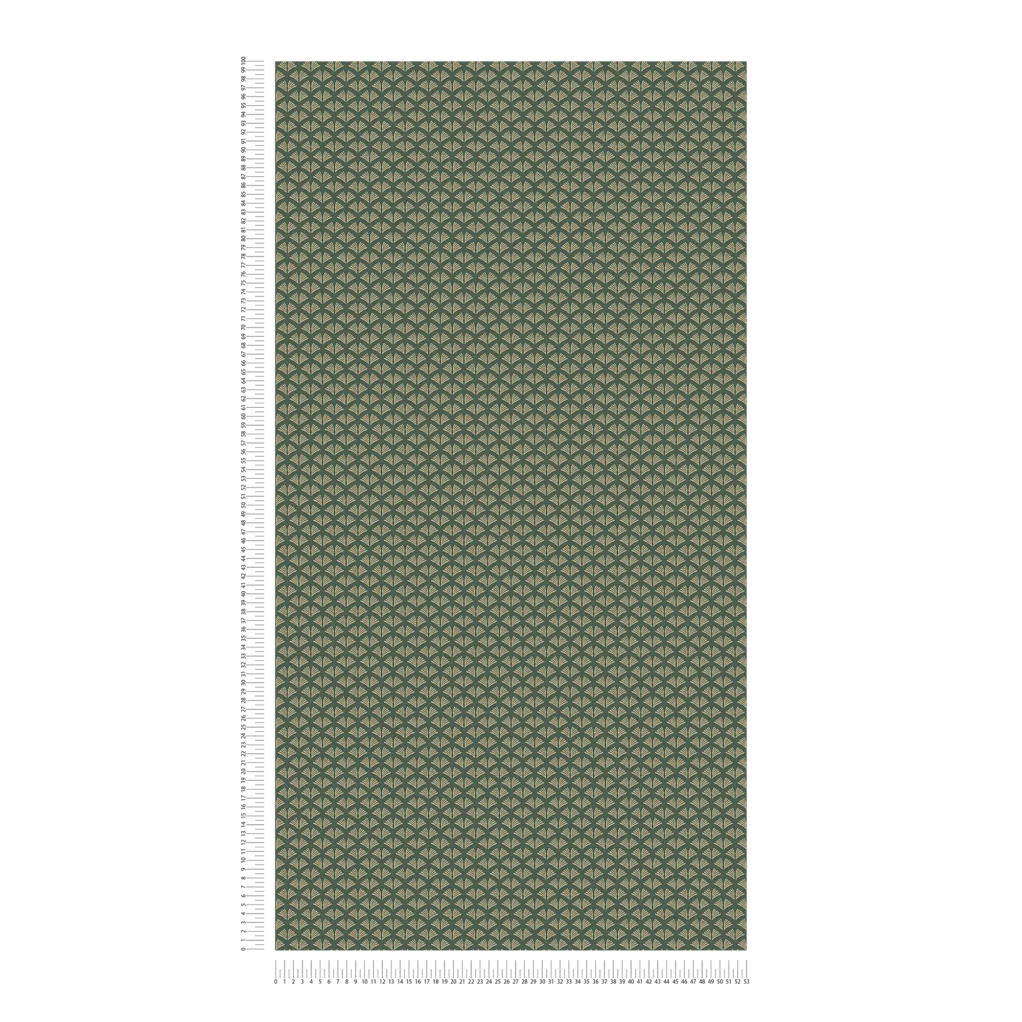            Tapete Dunkelgrün mit Gold Muster im Retro Stil – Grün, Metallic
        