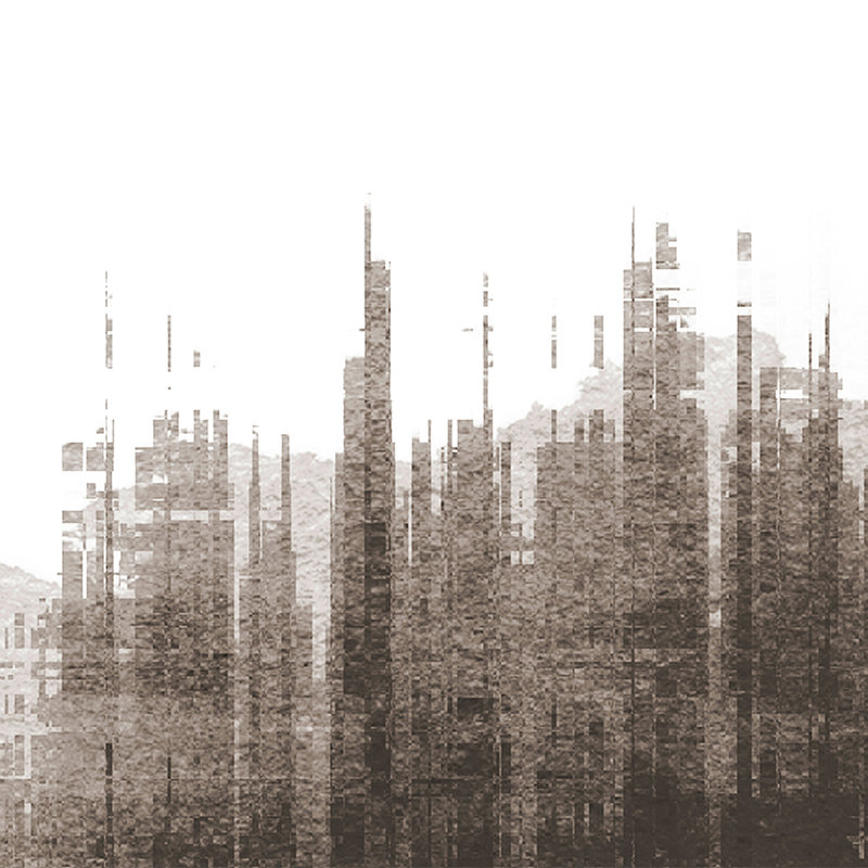 Fototapete Streifendesign & abstrakter Skyline, Kunst – Weiß, Grau, Schwarz
