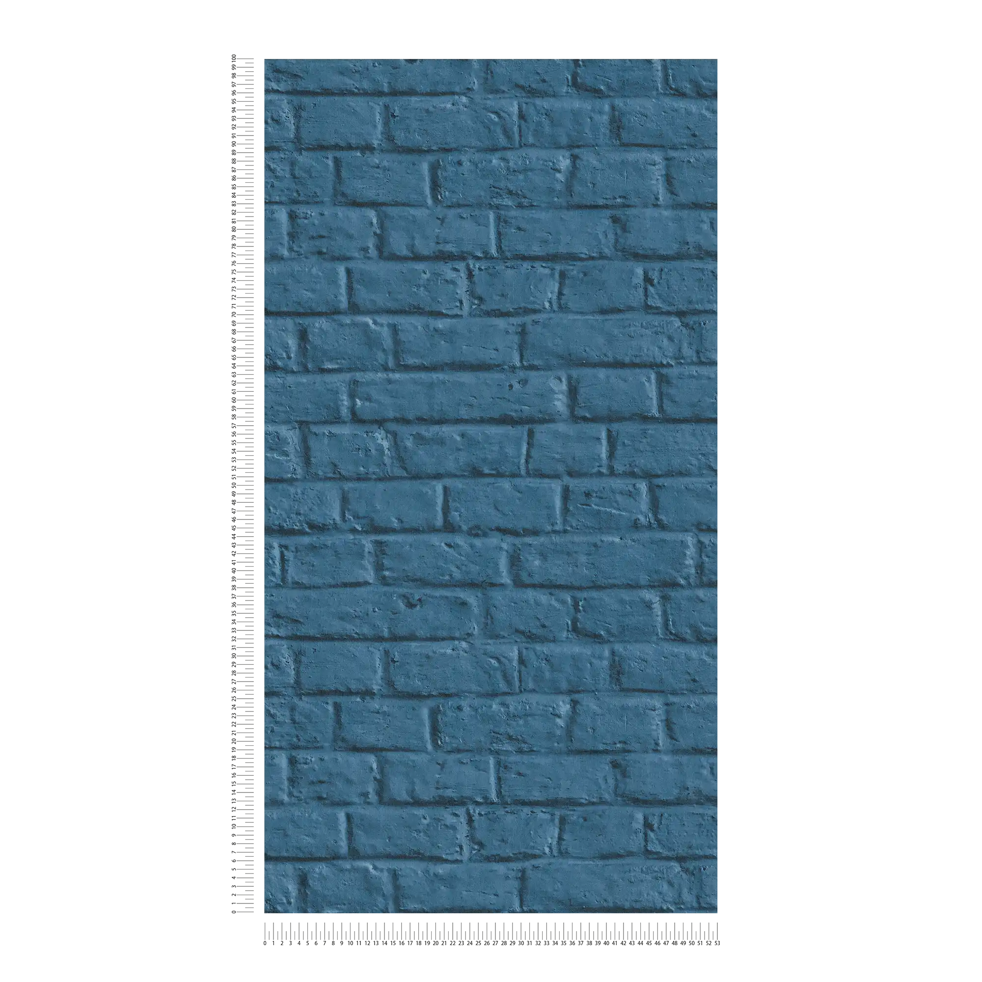             Steintapete in glatter Backsteinoptik – Blau
        