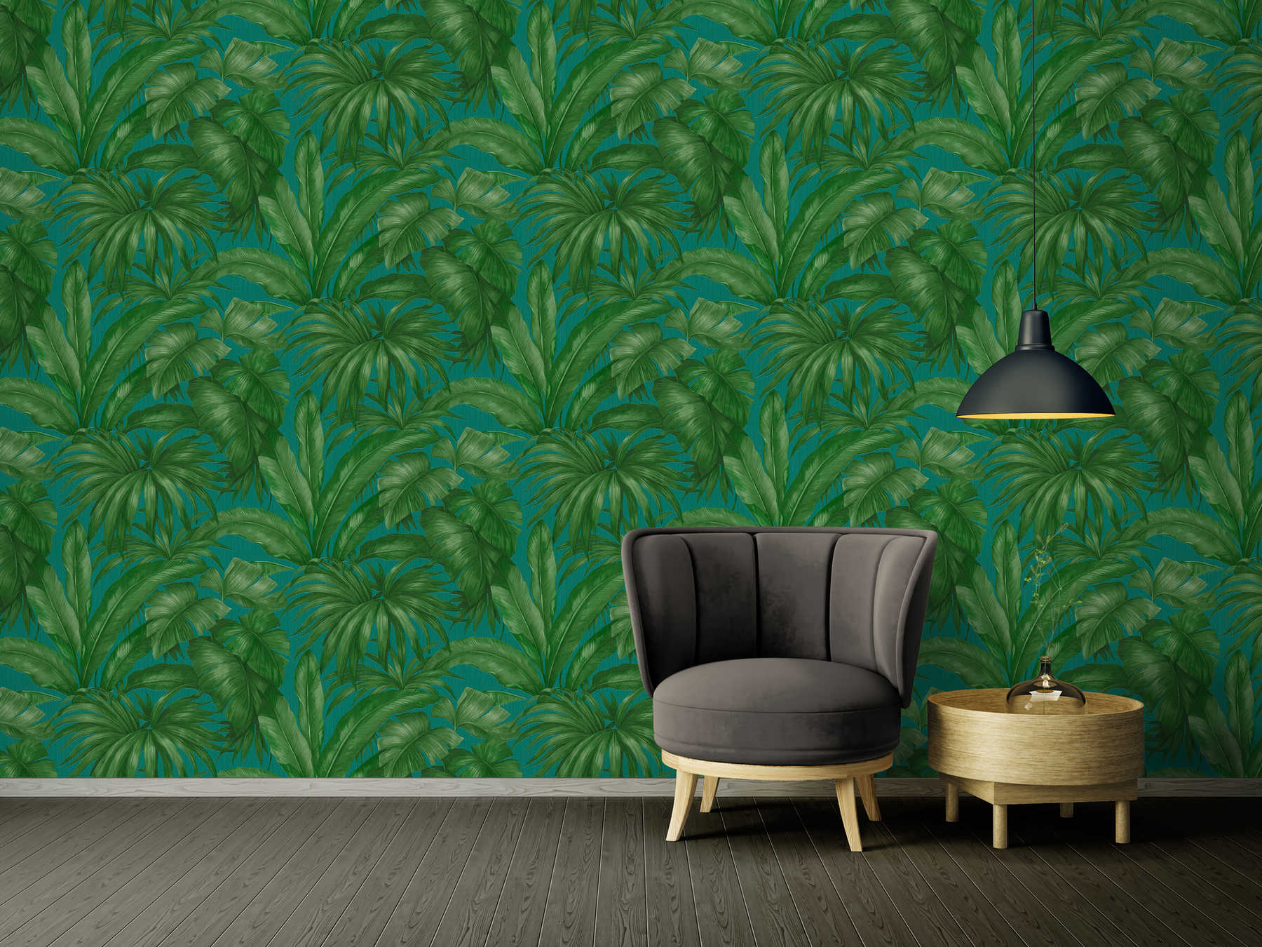             Dschungel Tapete VERSACE mit Palmblätter Motiv – Grün
        