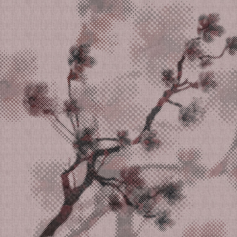 Twigs 3 - Fototapete mit Natur- Motiv & Pixeldesign - naturleinen Struktur – Rosa | Mattes Glattvlies
