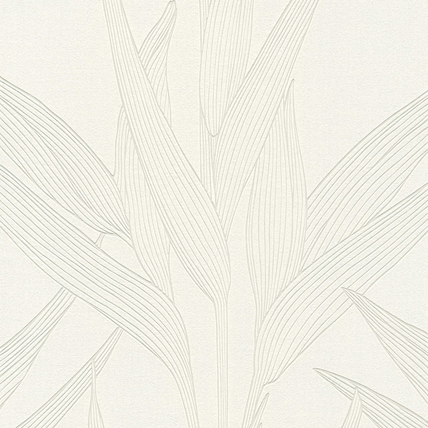 Strukturtapete mit Blätter Design – Beige, Weiß
