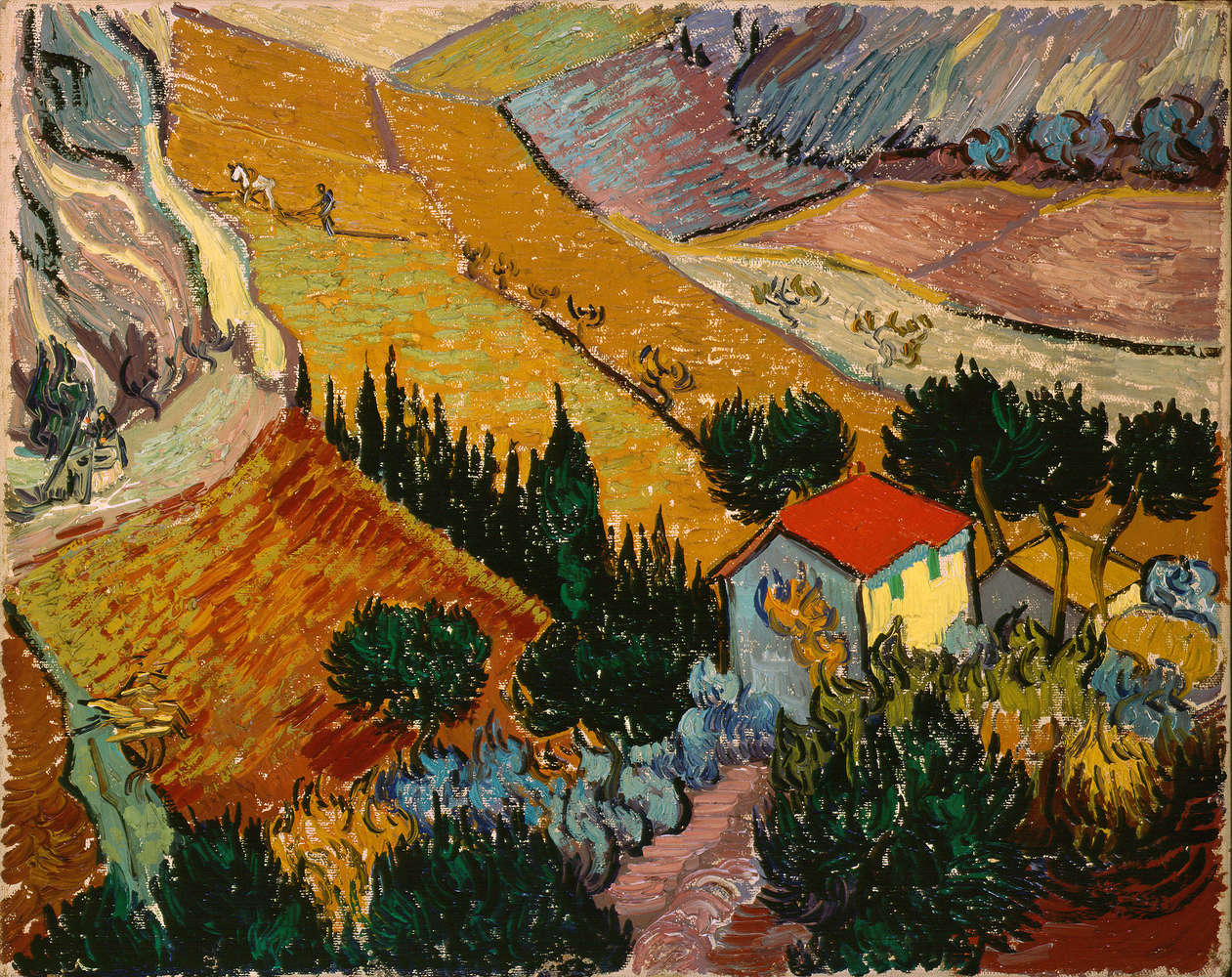             Fototapete "Landschaft mit Haus und Pflüger" von Vincent van Gogh
        