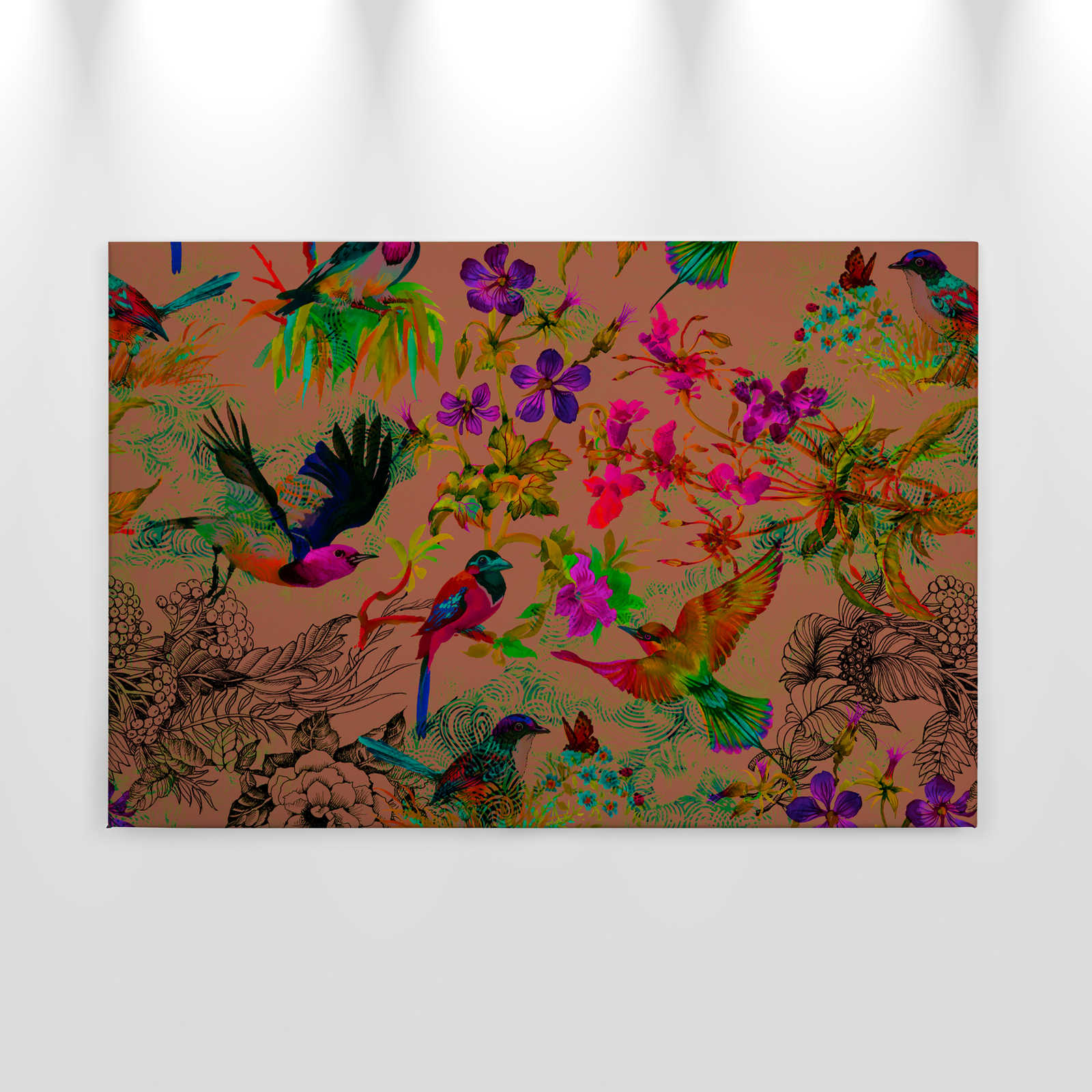             Vogel Leinwandbild im bunten Collage Stil – 0,90 m x 0,60 m
        