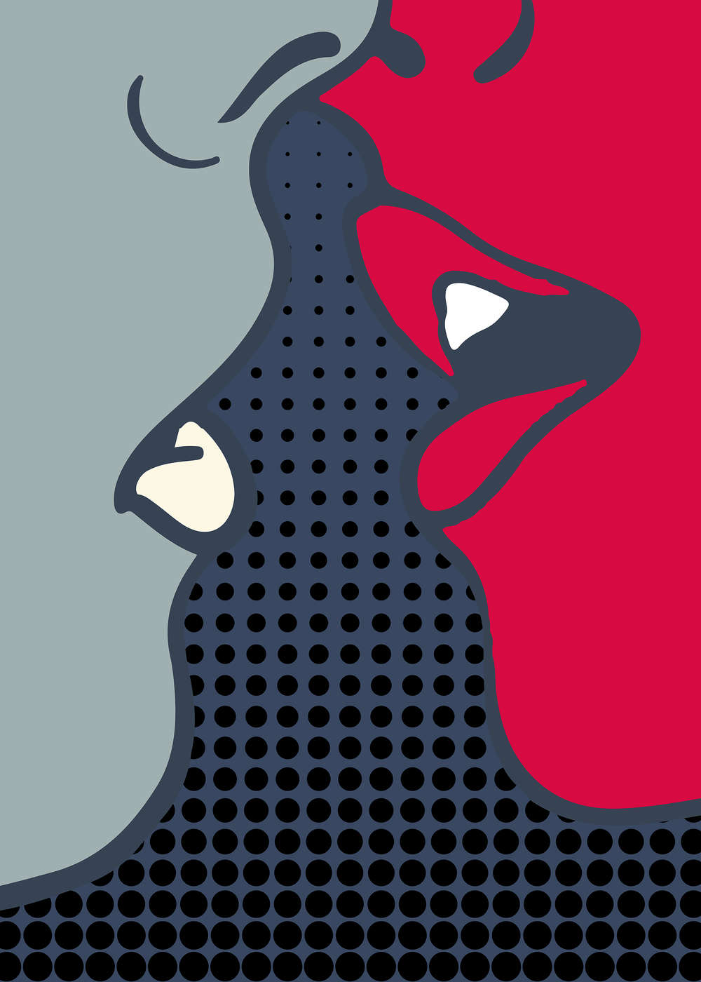             The Kiss Fototapete Pop Art Design – Blau, Rot
        