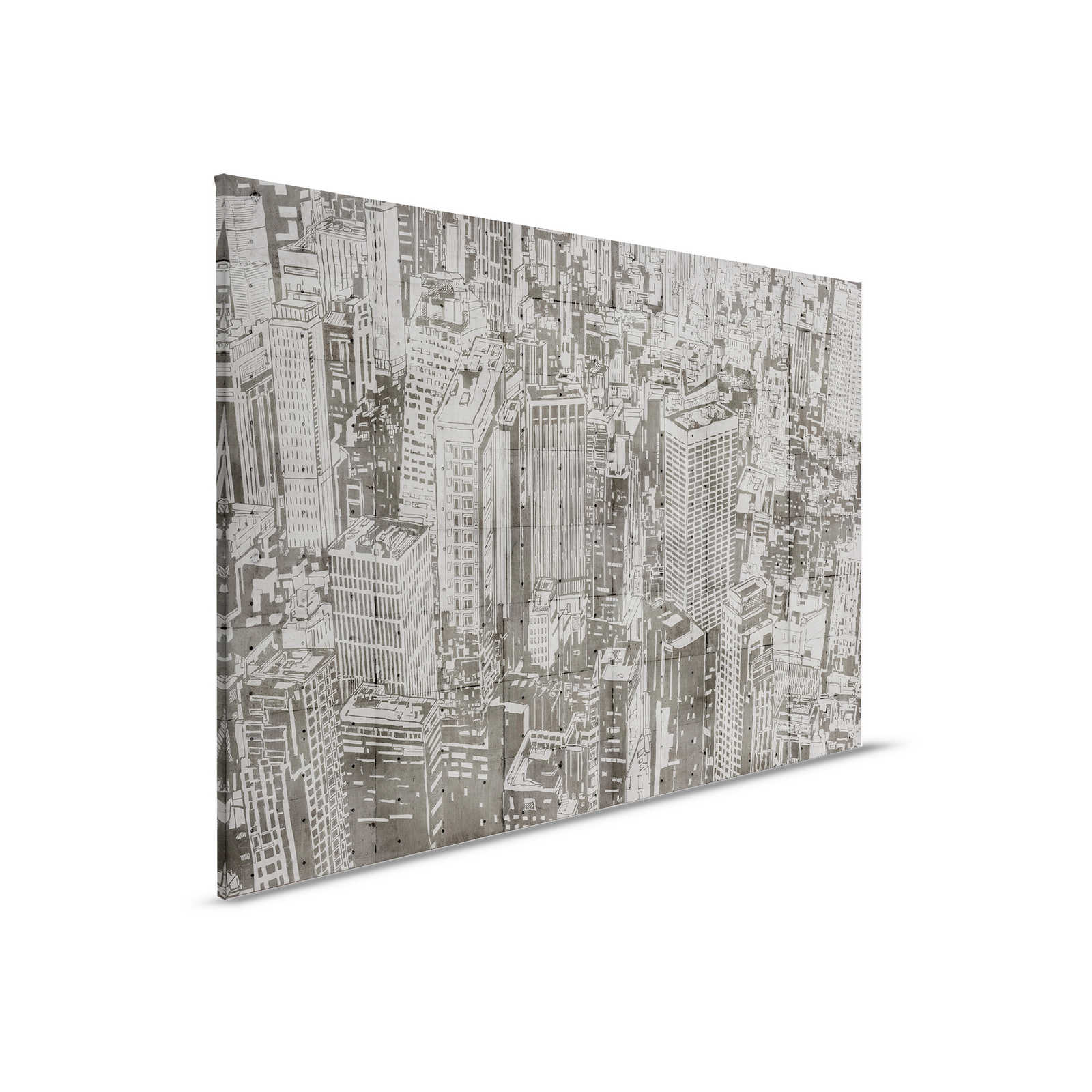 Downtown 2 - Leinwandbild in Beton Struktur im New York Look – 0,90 m x 0,60 m
