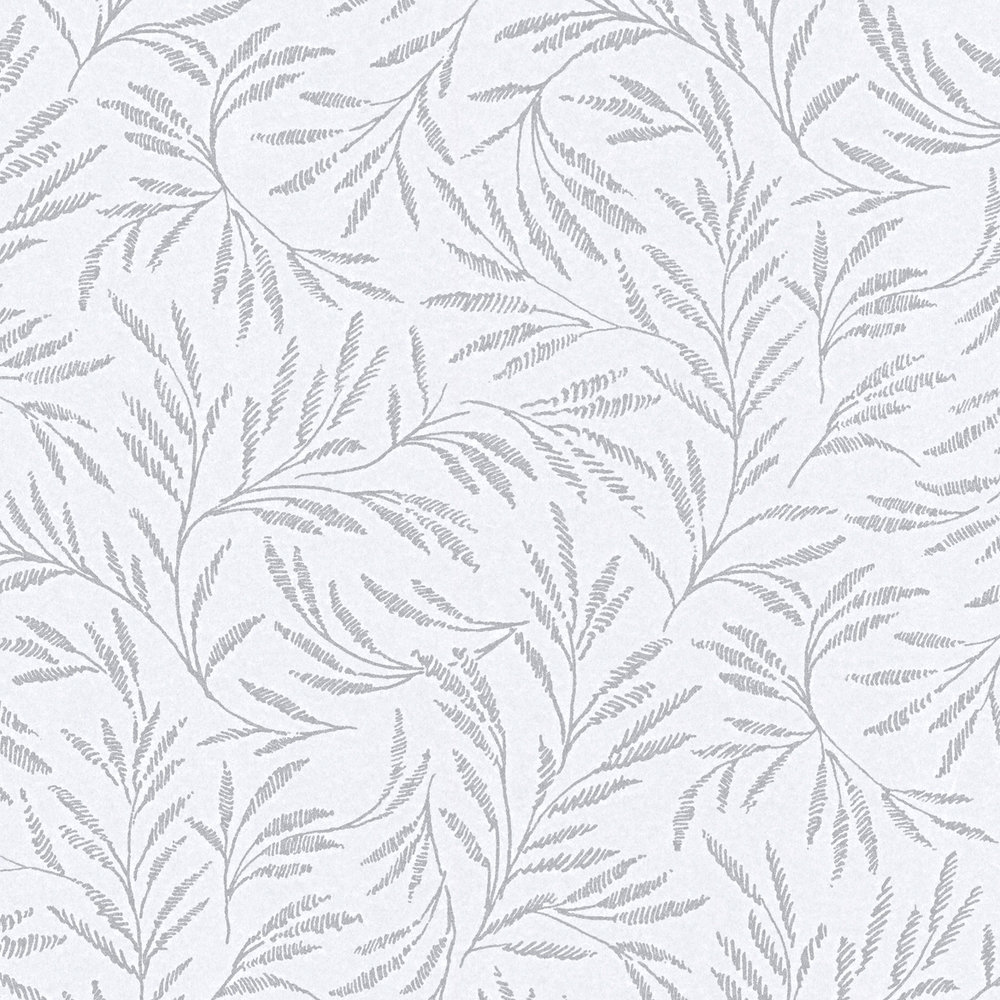            Vliestapete Metallic Muster mit Blätterranken – Grau, Silber
        