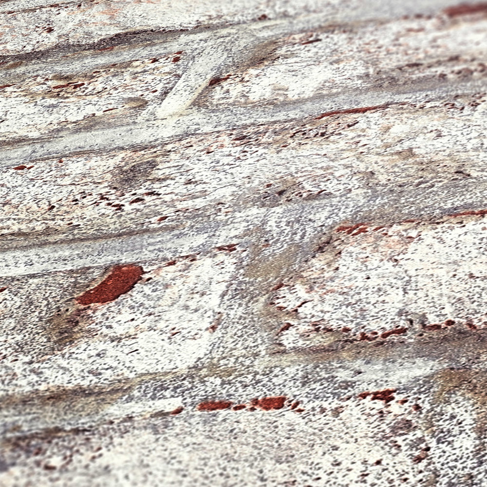             Mauerwerk-Tapete mit rustikaler Backsteinwand gekalkt – Weiß, Braun, Grau
        