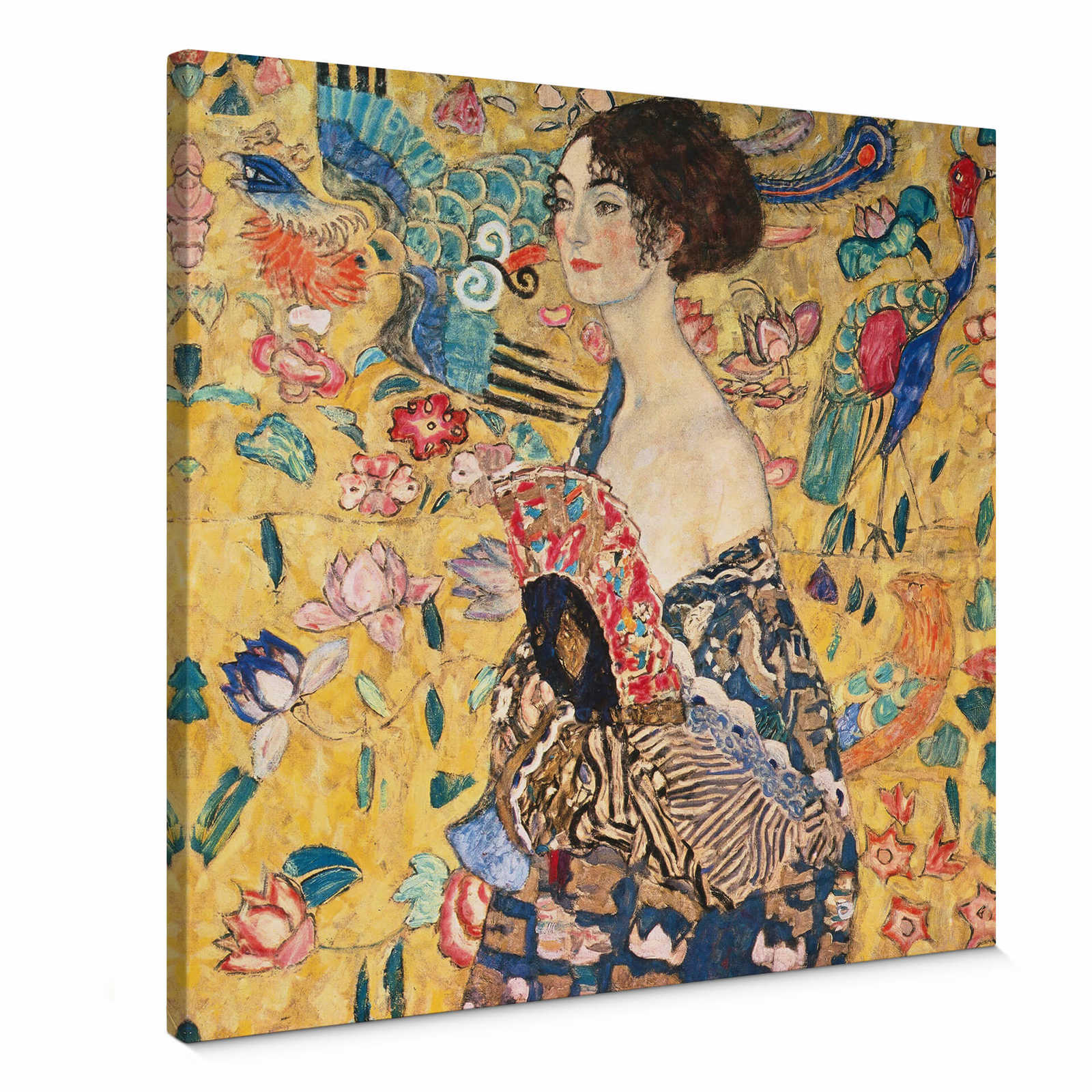         Quadratisches Leinwandbild "Dame mit Fächer" von Klimt – 0,50 m x 0,50 m
    