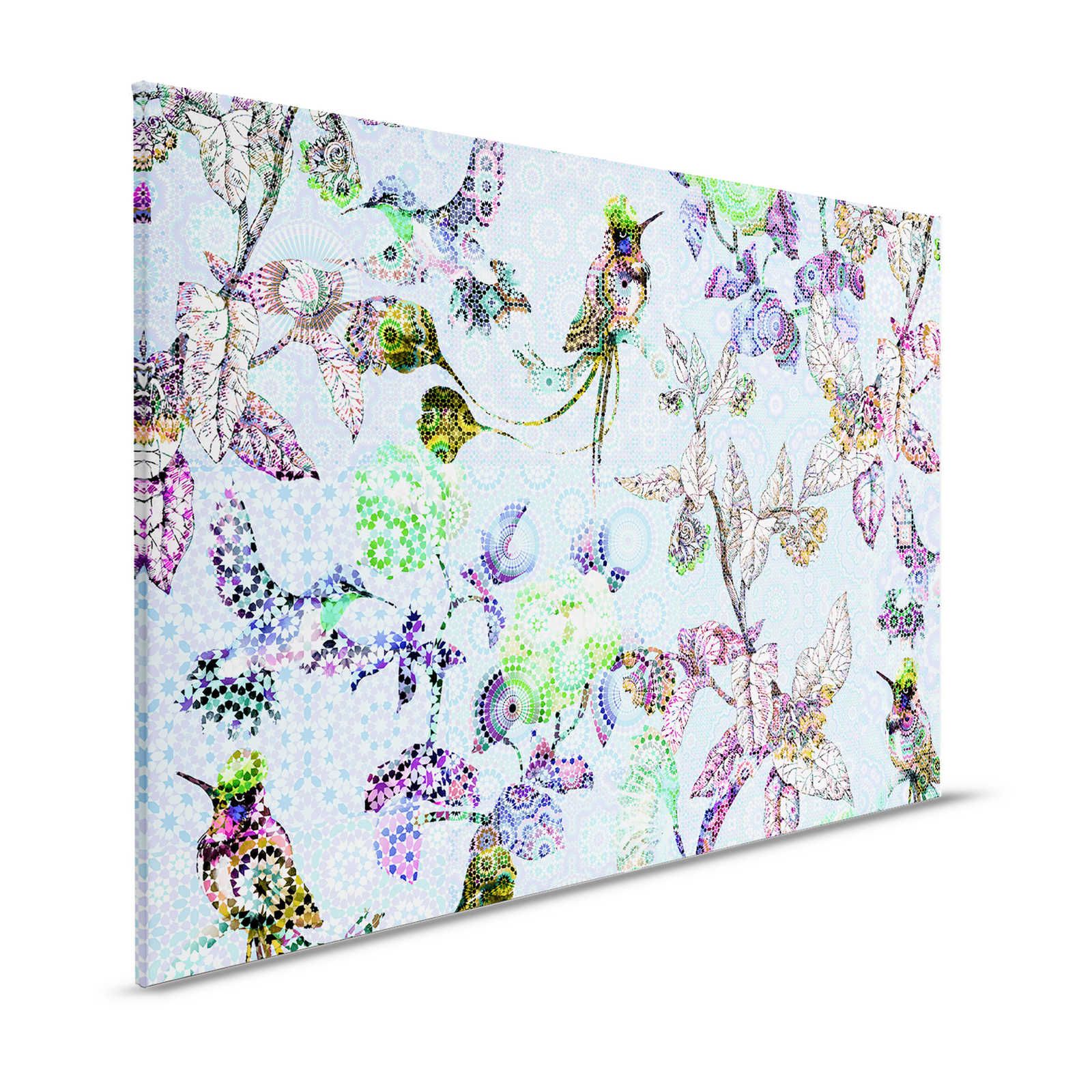         Leinwandbild Blumen & Vögel im Mosaik Stil – 1,20 m x 0,80 m
    
