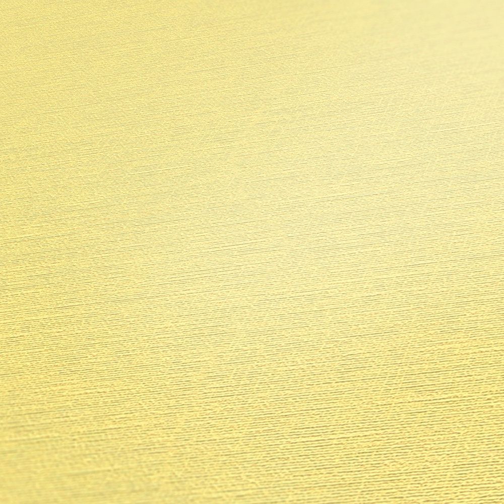             Pastell Tapete Gelb unifarben mit Textilstruktur
        