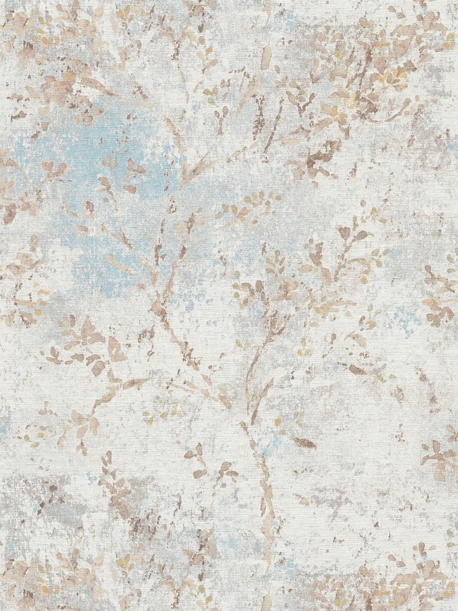         Vliestapete mit floraler Aquarell Optik – Blau, Beige, Gold
    