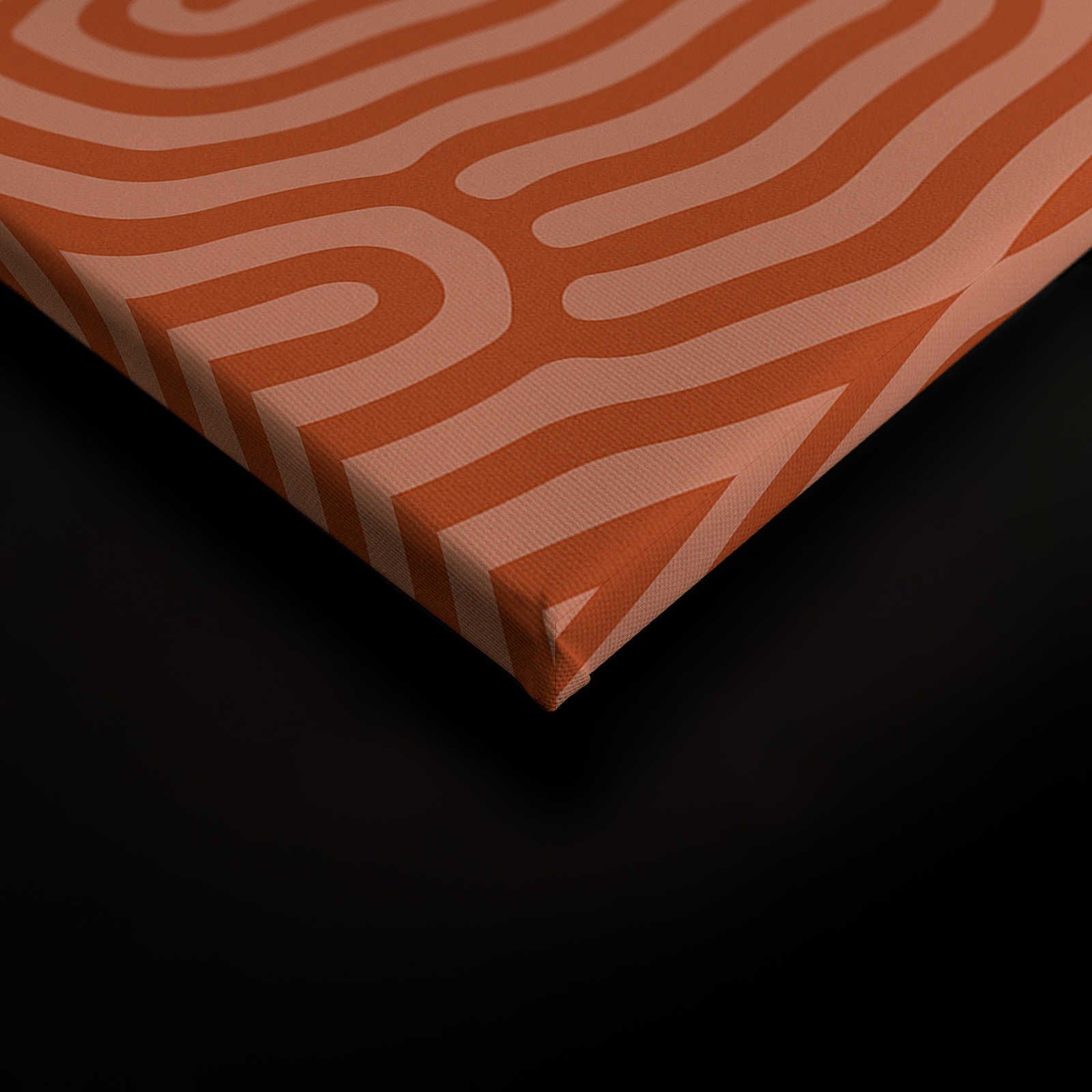             Sahel 3 - Rotes Leinwandbild mit organischem Linien-Muster – 0,90 m x 0,60 m
        