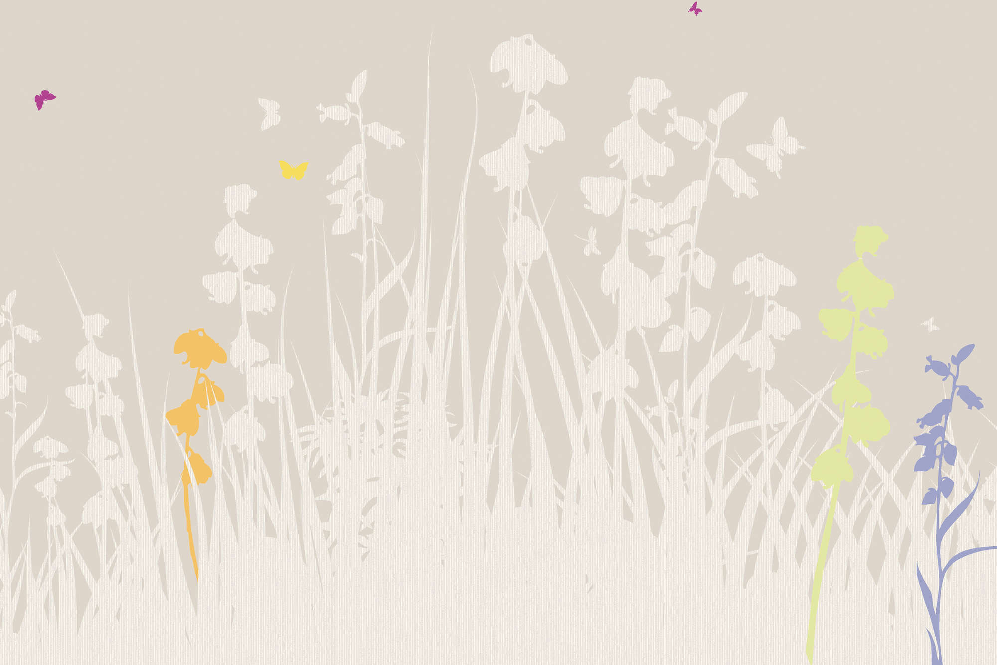             Fototapete Blumen und Gräser in Beige – Mattes Glattvlies
        