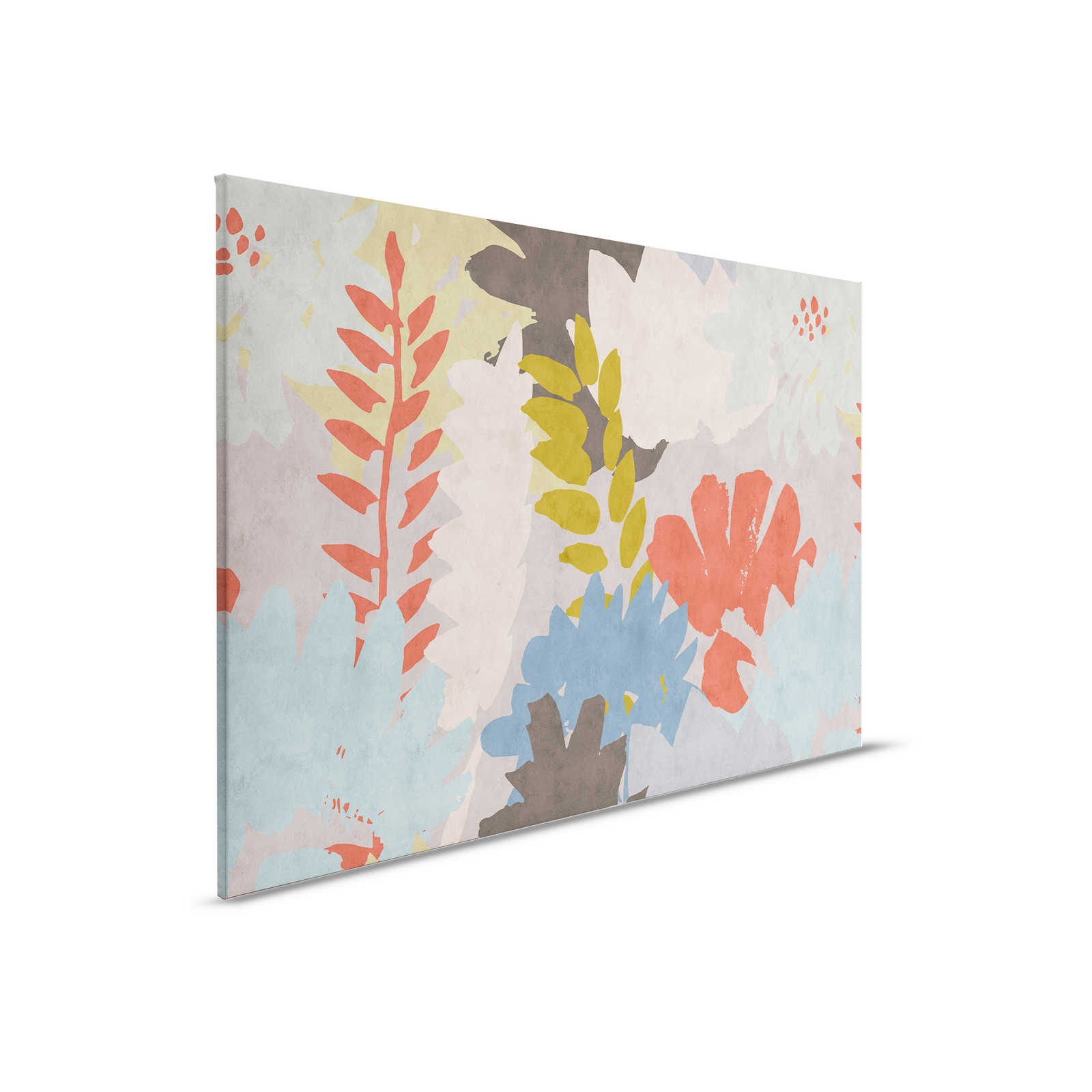         Floral Collage 3 - Abstraktes Leinwandbild in Löschpapier Struktur mit Blätter-Motiv – 0,90 m x 0,60 m
    