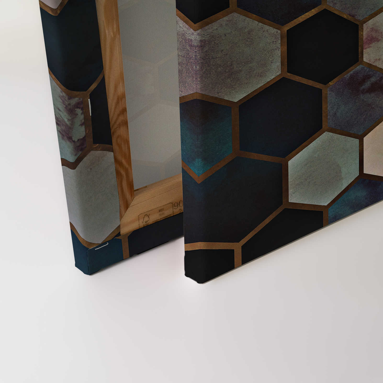             Aquarell Leinwandbild Marmor Design mit Gold Muster – 1,20 m x 0,80 m
        