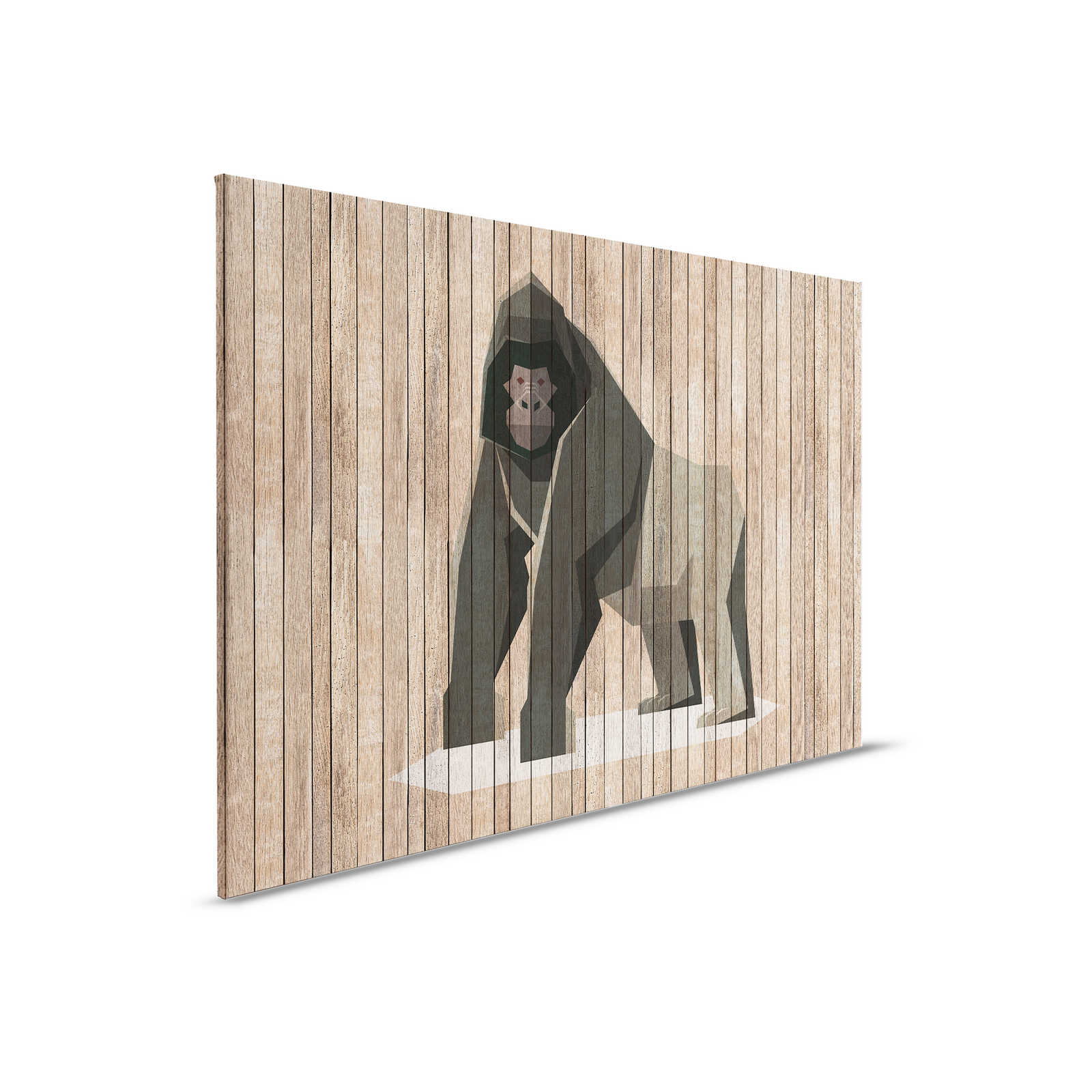 Born to Be Wild 3 - Leinwandbild Gorilla auf Bretterwand - Holzpaneele Breit – 0,90 m x 0,60 m
