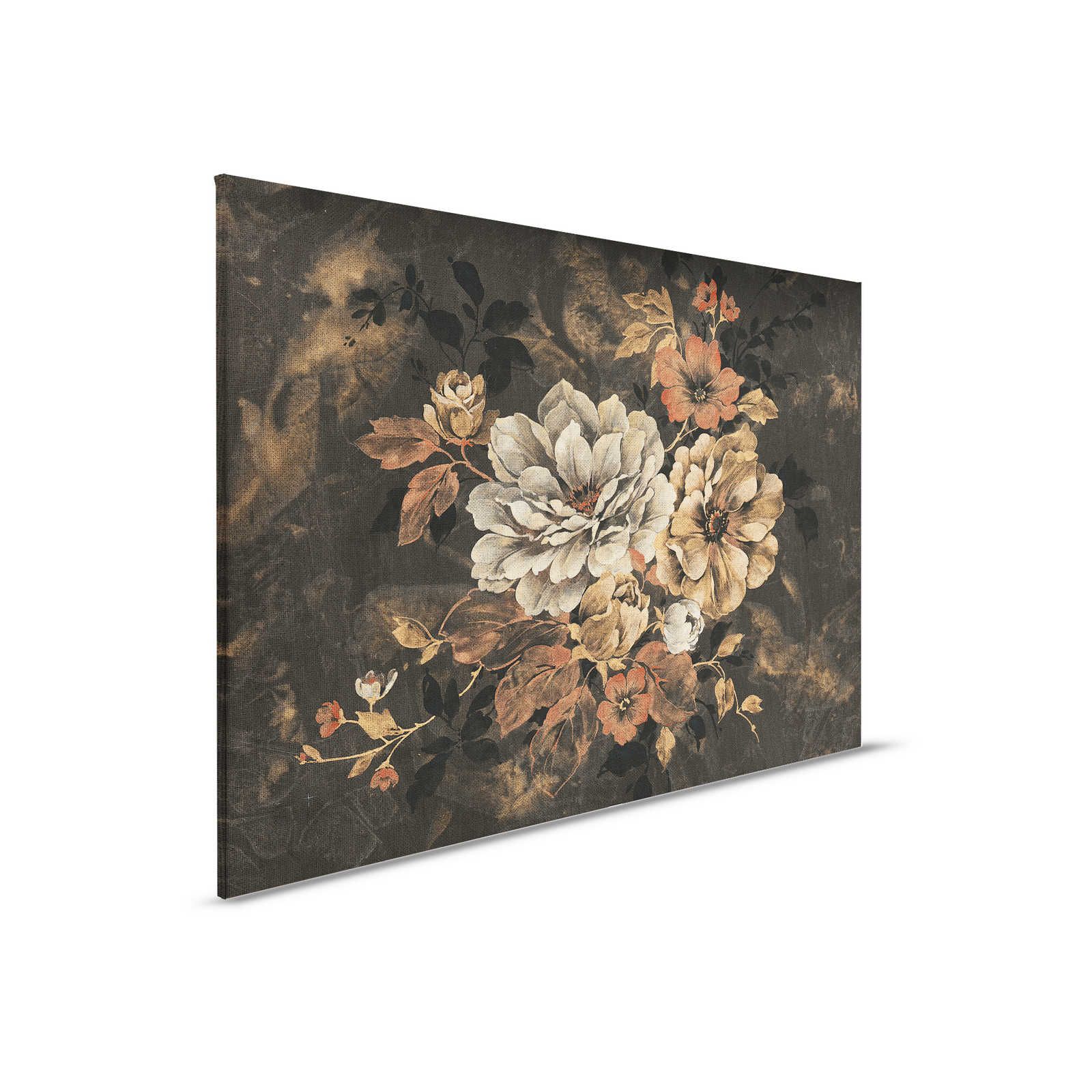 Leinwandbild Blütendesign, Ölgemälde im Vintage Look – 0,90 m x 0,60 m
