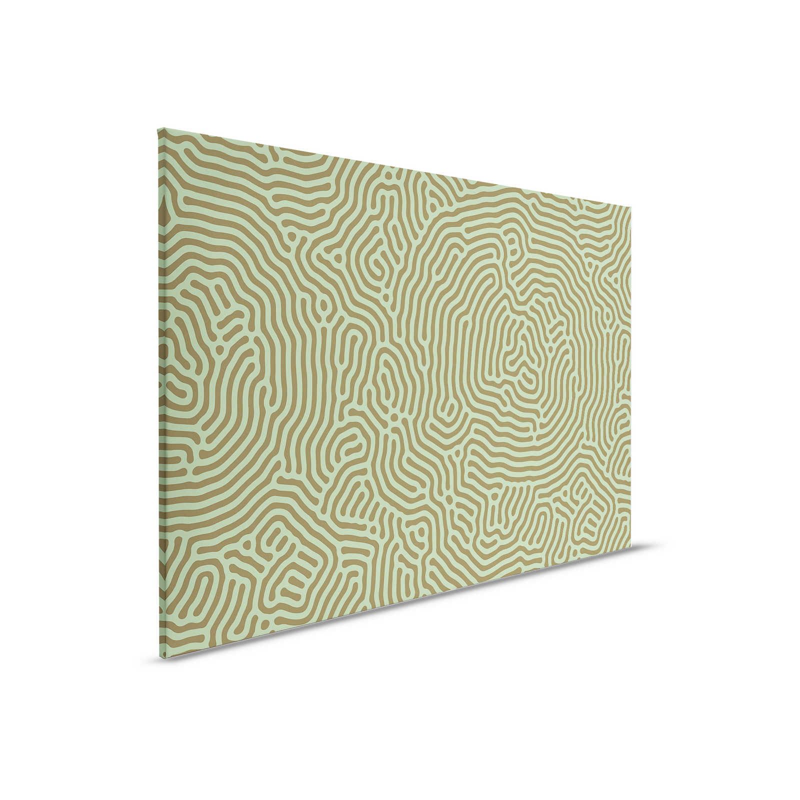         Sahel 1 - Grünes Leinwandbild Labyrinth Muster Salbeigrün – 0,90 m x 0,60 m
    