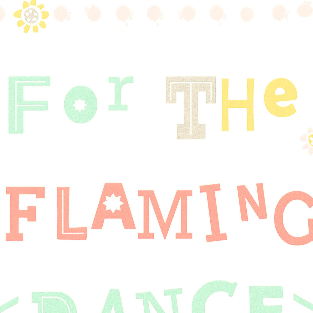             Vliestapete Flamingo & Blumen mit Letter Design – Bunt
        