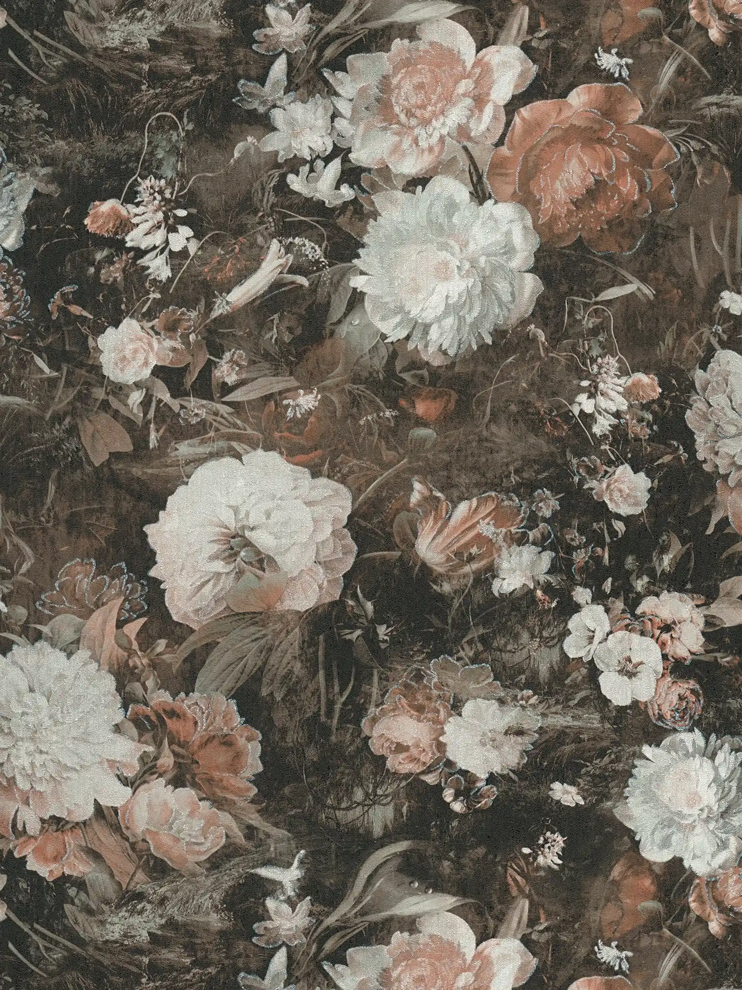         Vintage Blumentapete Klassik Rosen-Muster – Creme, Braun
    