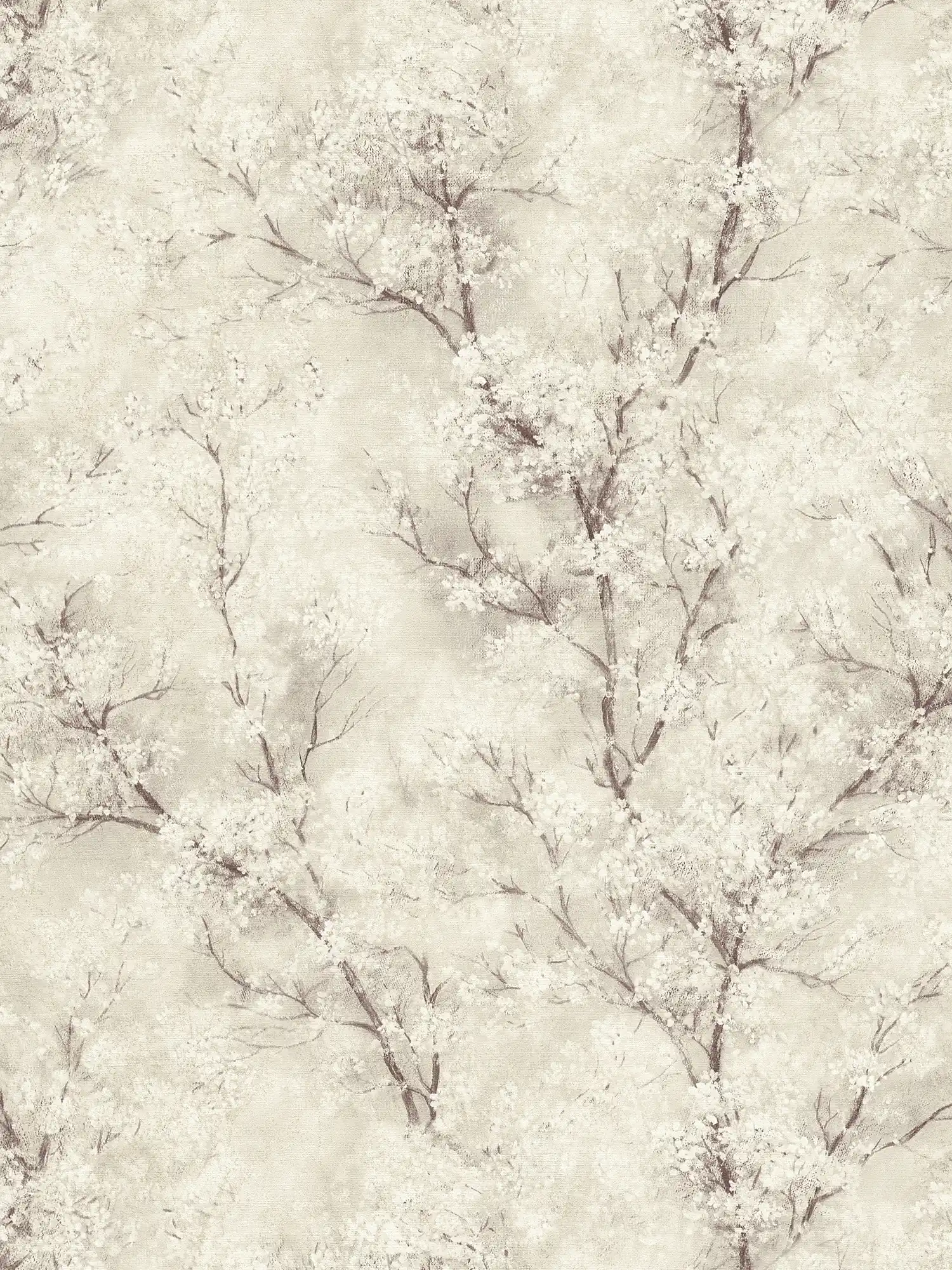         Tapete Kirschblüten Glitzer-Effekt – Creme, Grau, Weiß
    