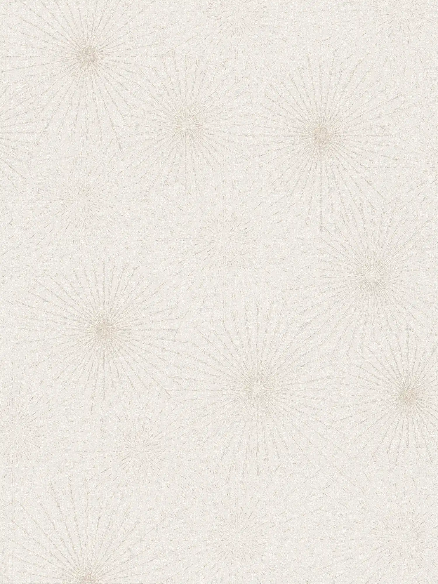 Weiße Tapete mit Retro Metallic Muster Starburst – Weiß
