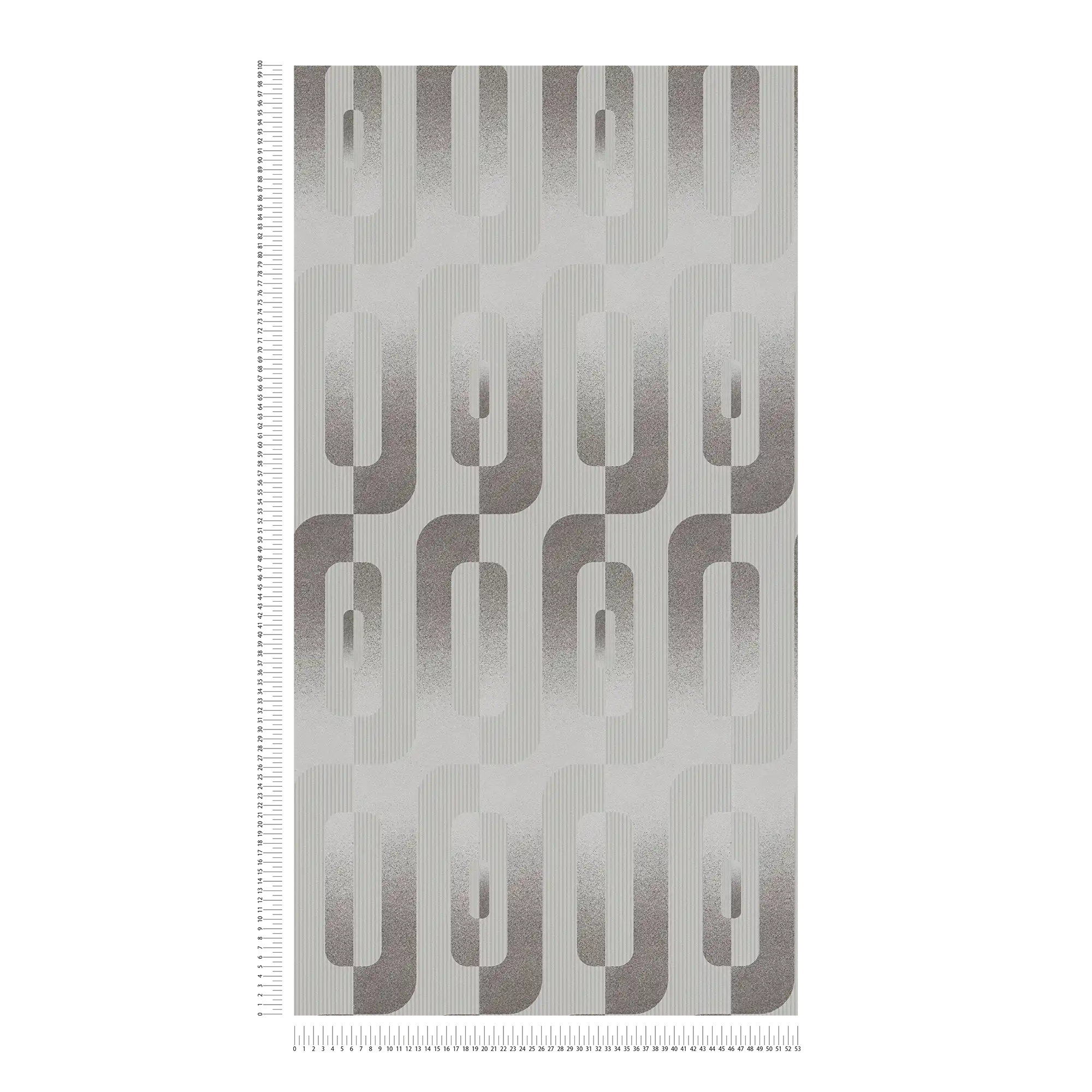             Grafik-Tapete mit Reto Muster in Grau und Silber
        