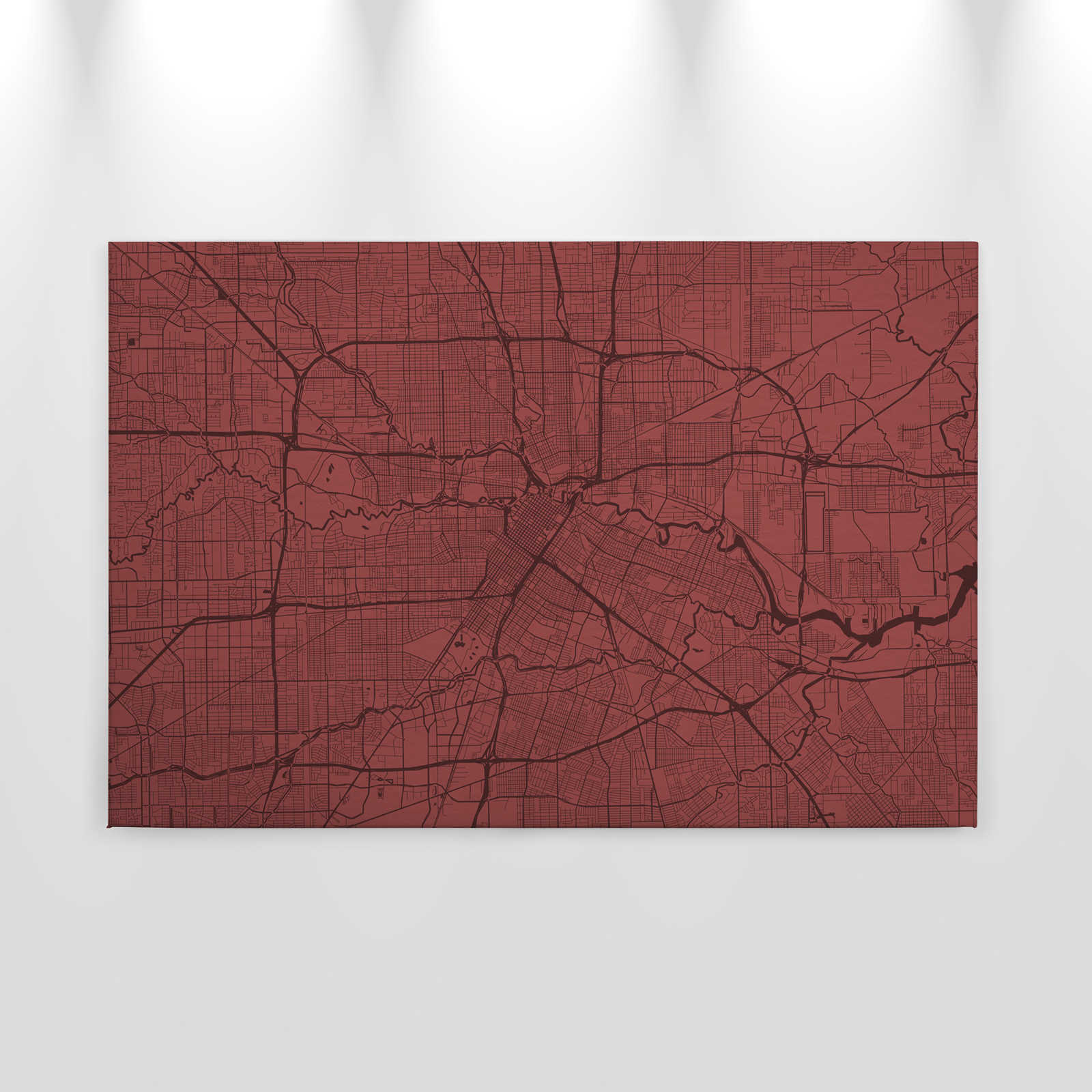             Leinwandbild Stadtkarte mit Straßenverlauf | rot – 0,90 m x 0,60 m
        