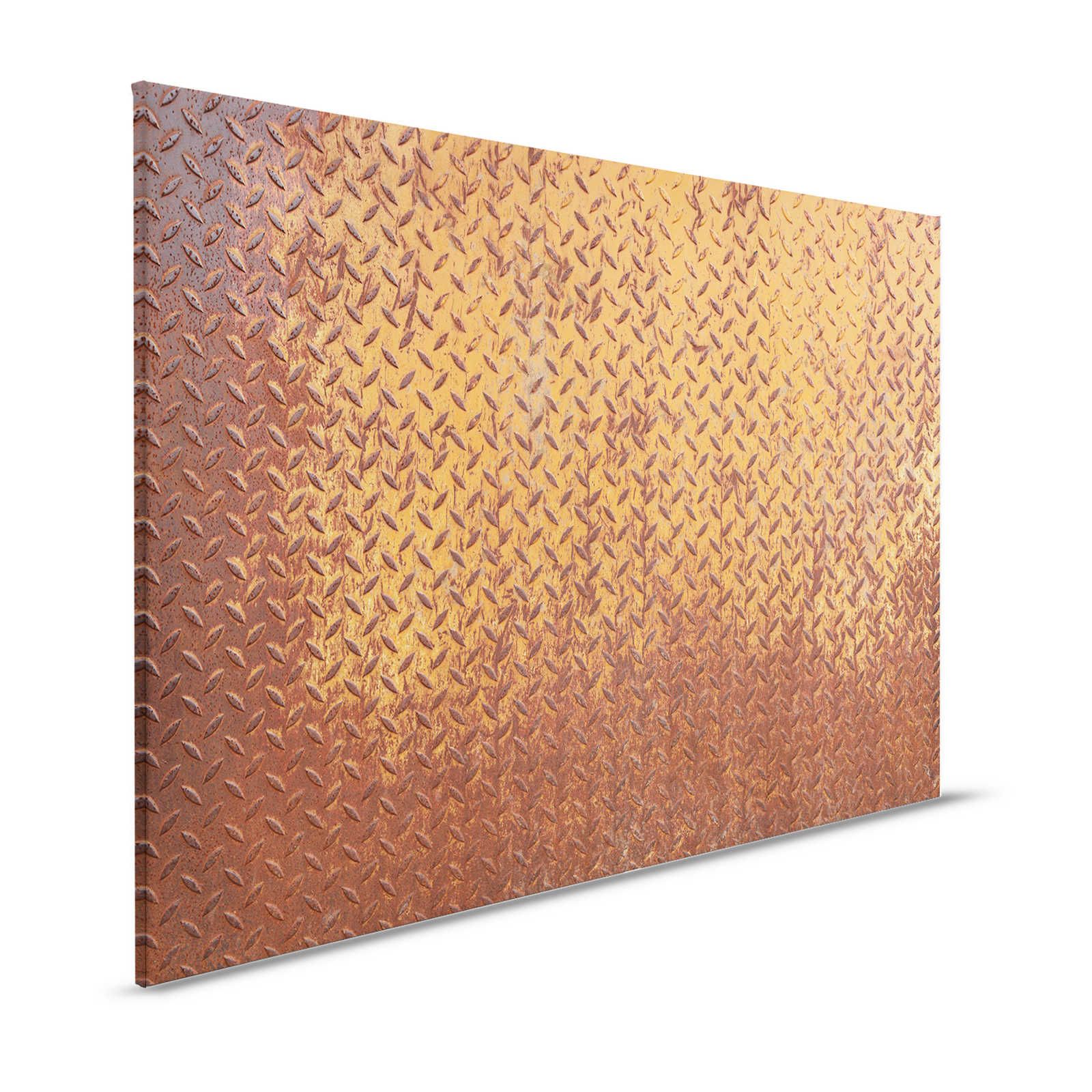 Metall Leinwandbild Stahlplatte Rost mit Diamant Muster – 1,20 m x 0,80 m
