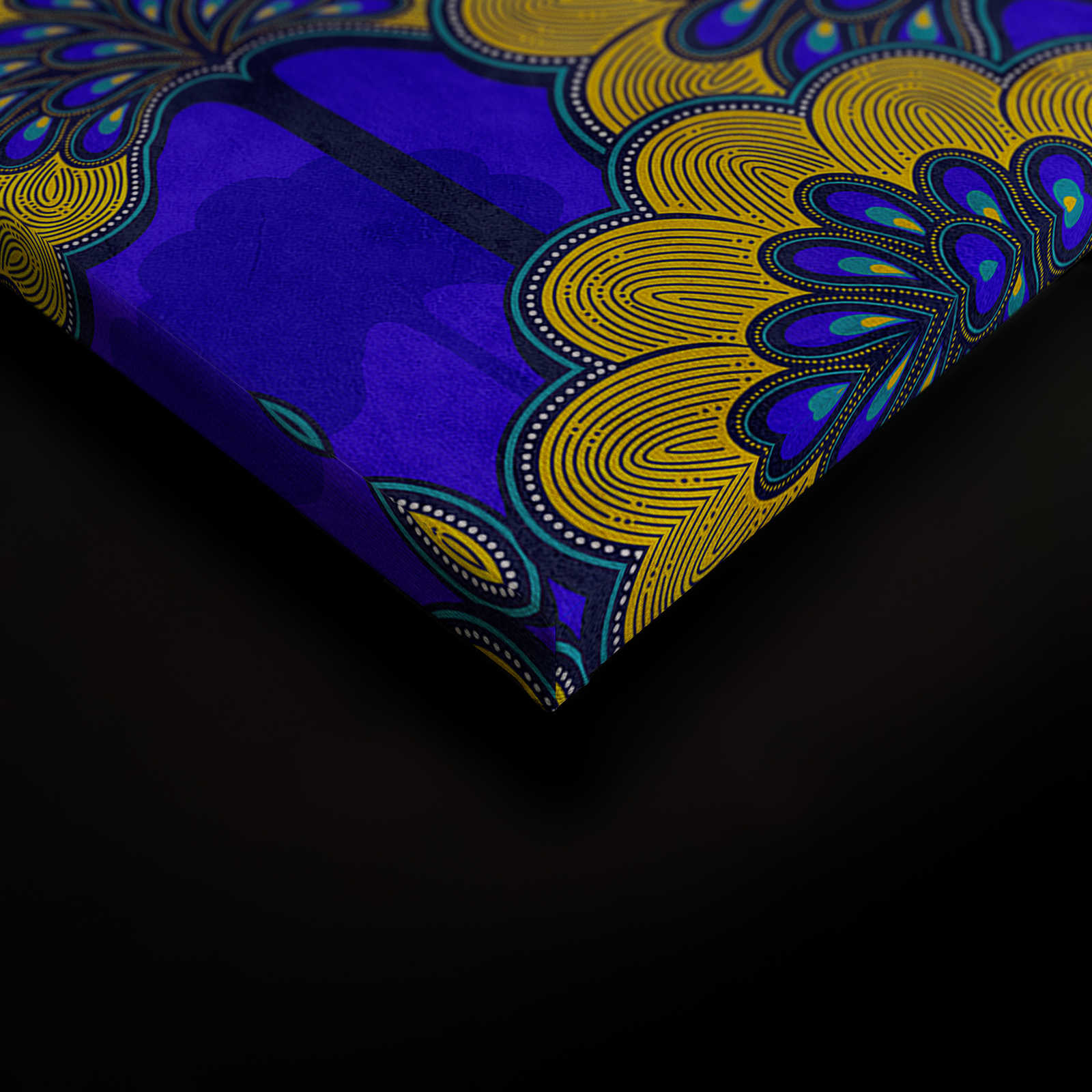             Dakar 1 - Leinwandbild Afrikanisches Stoff Muster Blau & Gelb – 1,20 m x 0,80 m
        