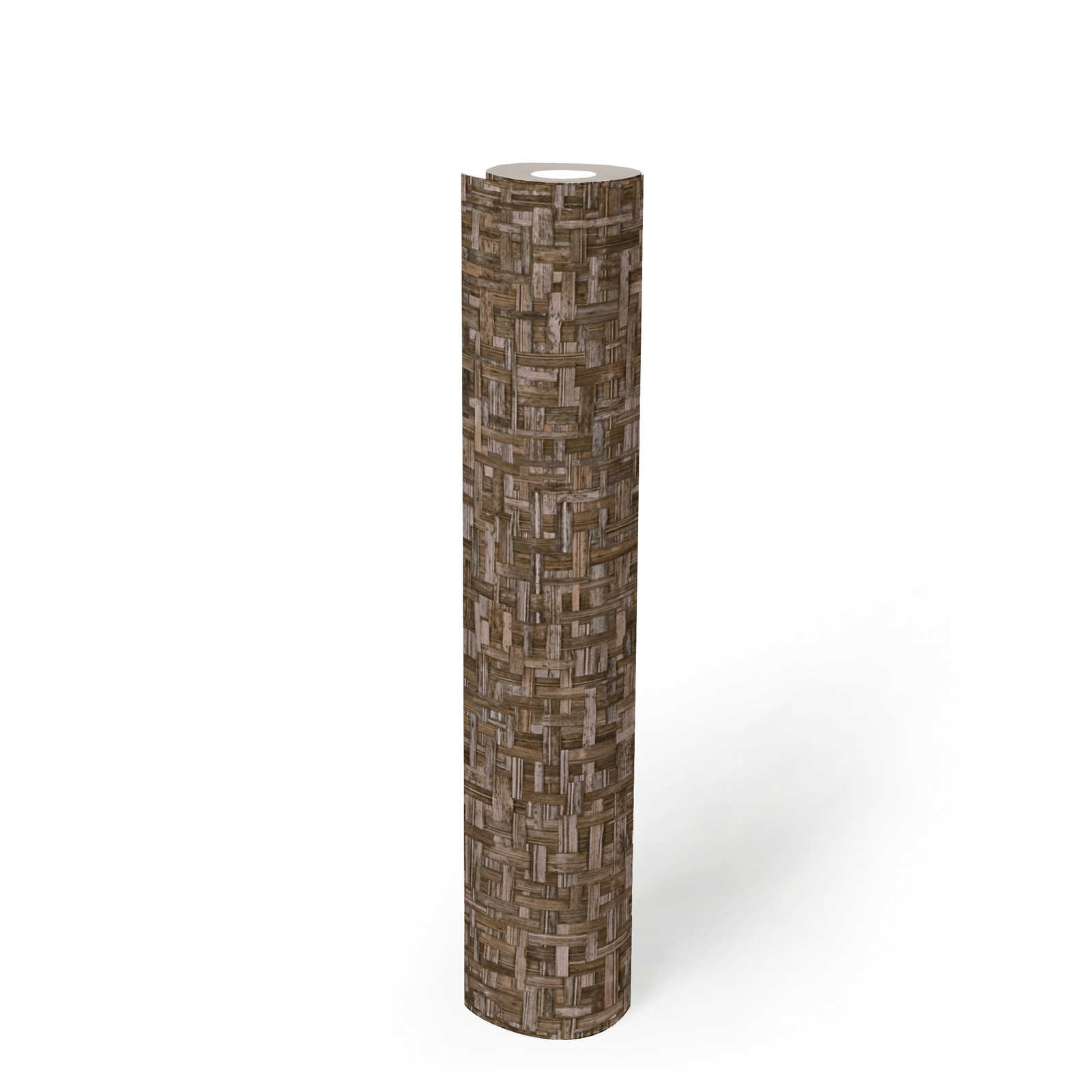             Holzoptik Tapete Braun mit Miro-Mosaik Muster – Braun
        