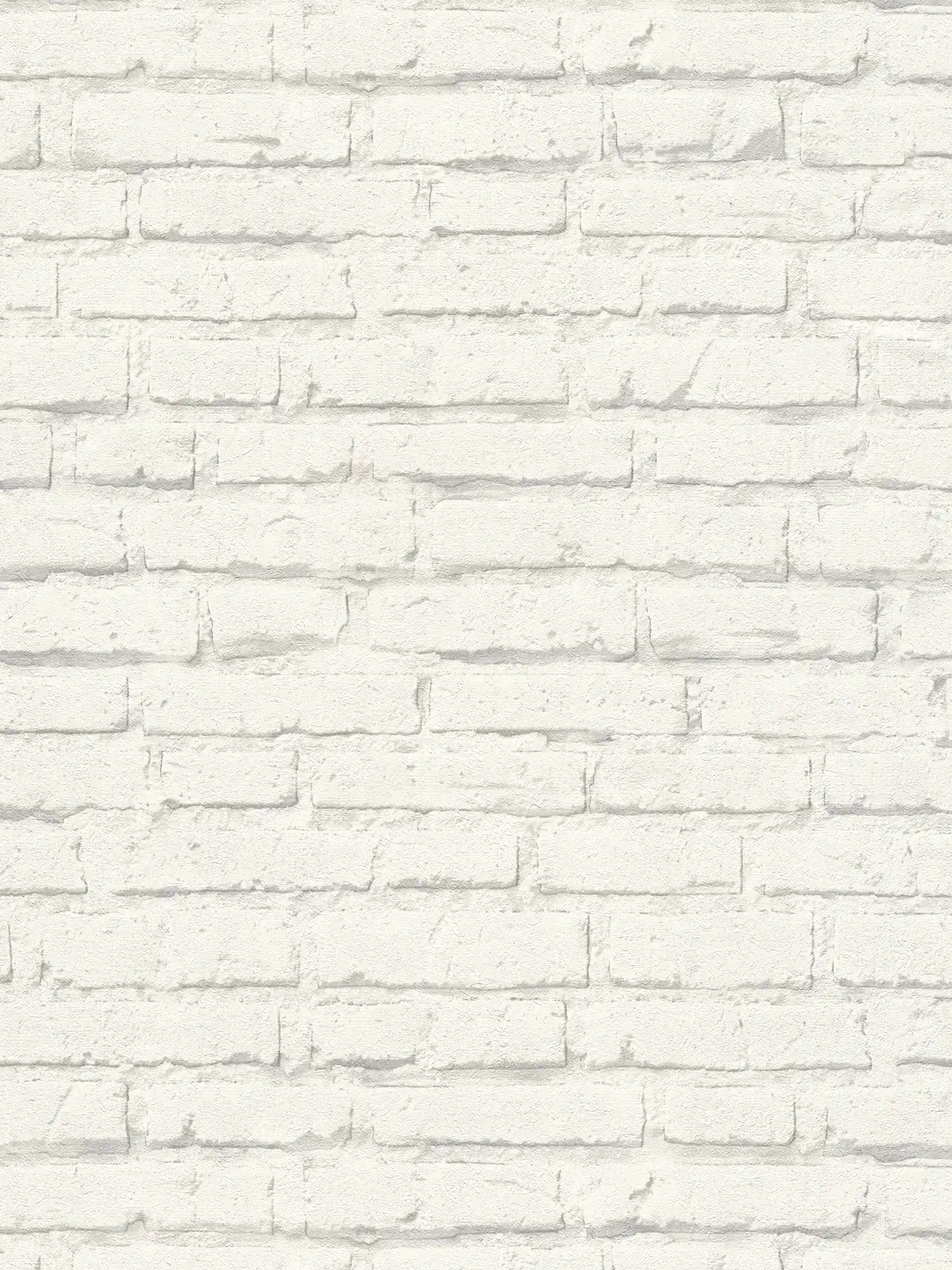         Steintapete, weiße Ziegelwand mit Strukturmuster – Grau, Weiß
    