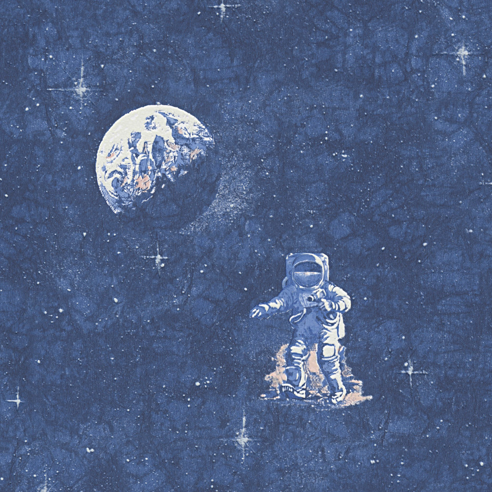             Kinderzimmer Tapete Astronaut, Weltall & Sterne – Blau, Weiß
        